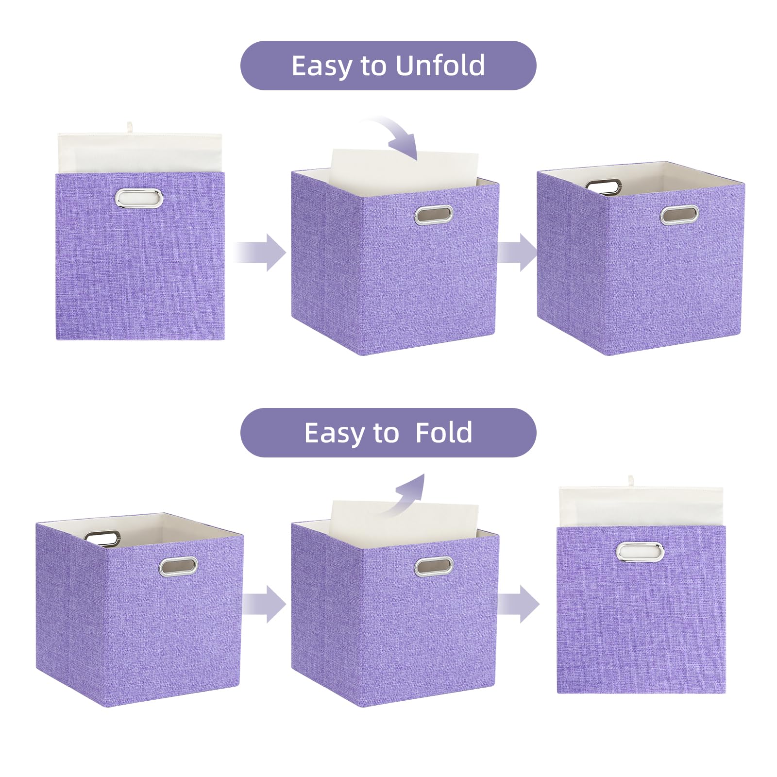 Orgmaster 11X11 Cube Storage Bins, Collapsible Fabric Storage Cubes, Cubby Storage Organizer Bins Foldable Boxes Container Baske