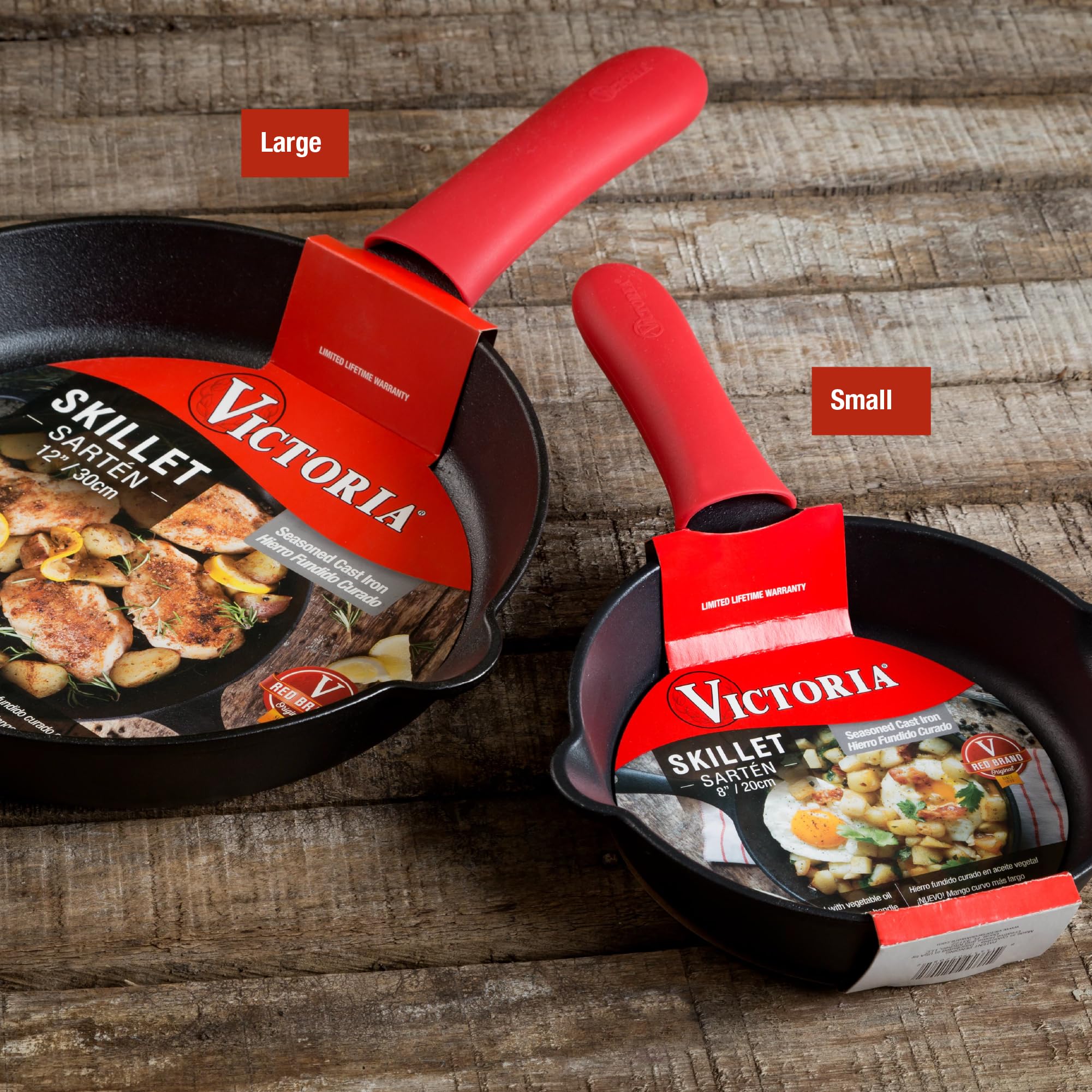 Victoria Silicone Cast Iron Handle Cover. For 10 To 12 Inch Skillets, Large, Red