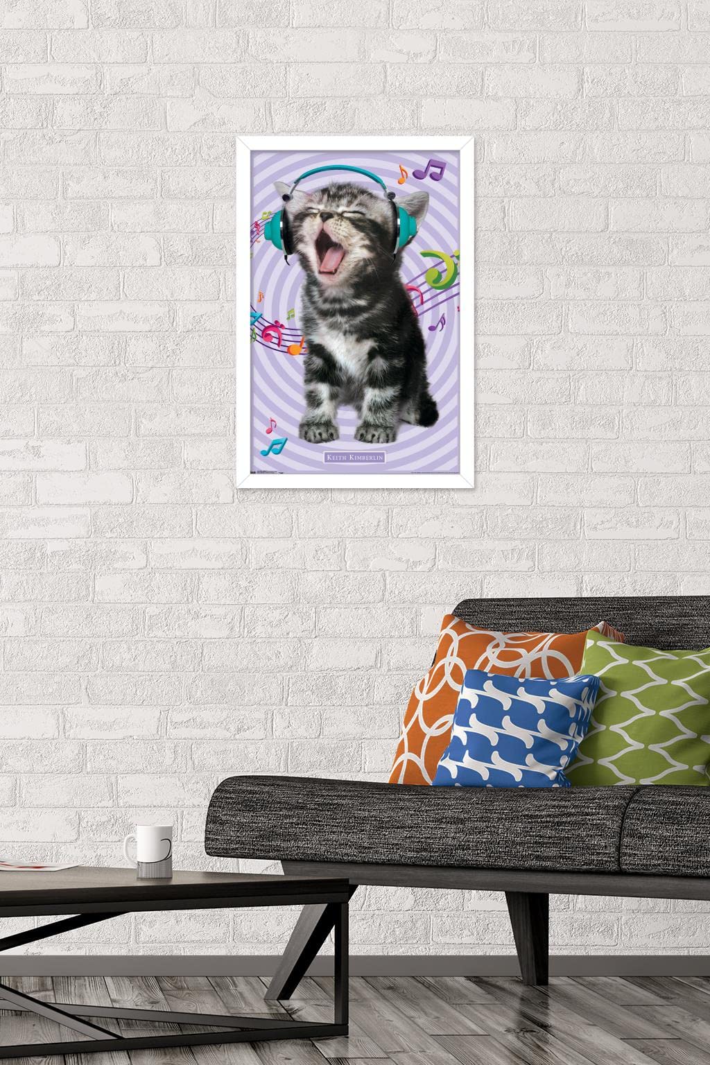 Trends International Keith Kimberlin - Kitten - Singing Wall Poster, 14.725'' X 22.375'', White Framed Version