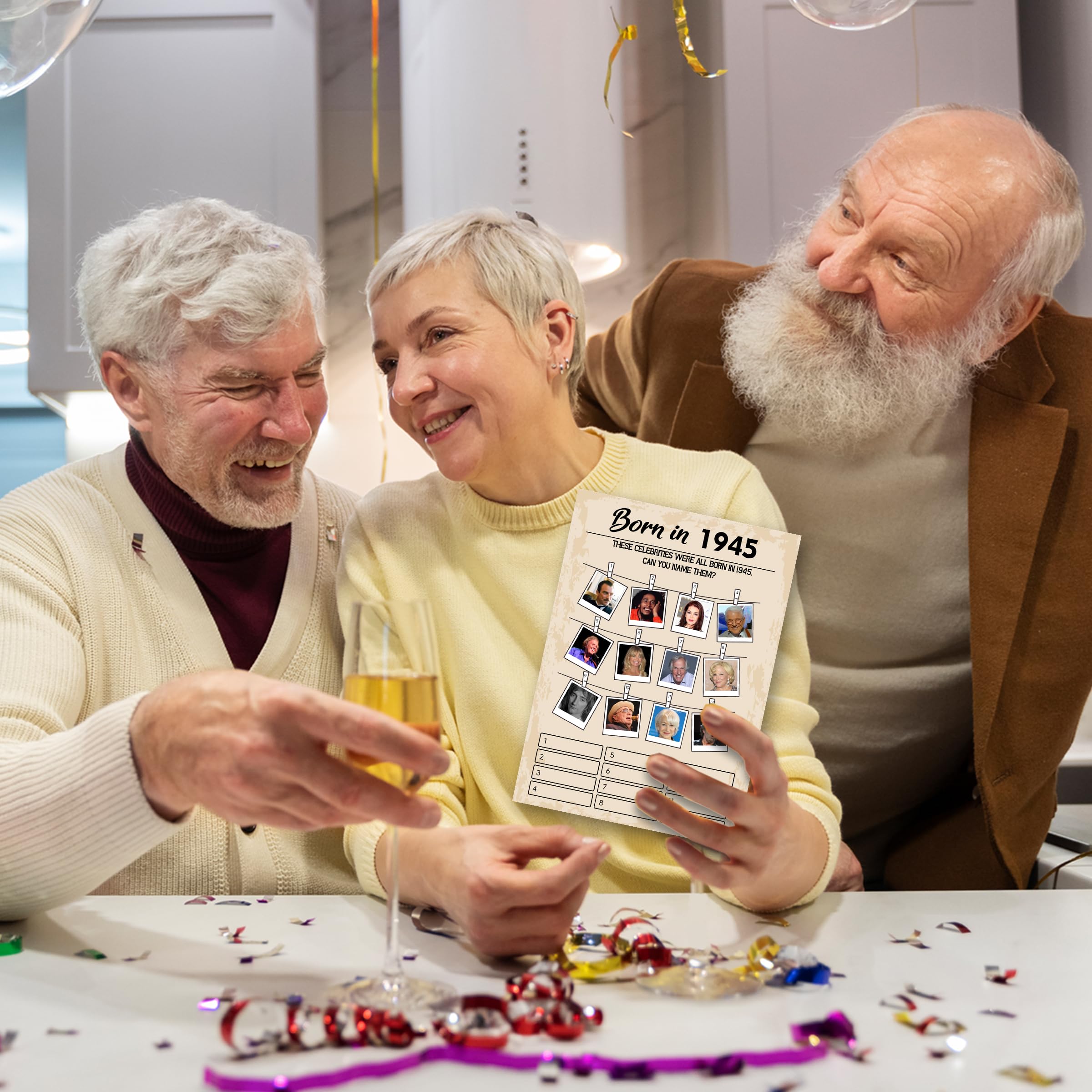 80Th Birthday Party Games, Born In 1945 Games Bundle, Set Of 5 Activities For 10 Guests, Birthday Party Supplies For Adults, Pac