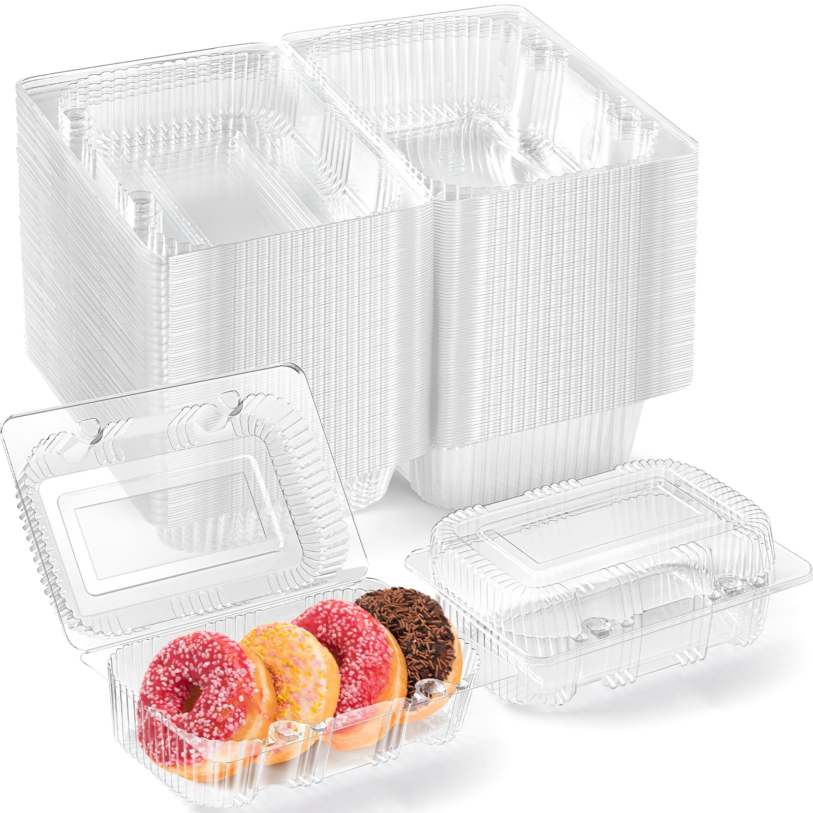 Zezzxu 80 Pack Clear Hinged Plastic Containers, Sturdy To Go Clamshell Food Containers with Lids, Disposable Take Out Boxes for 