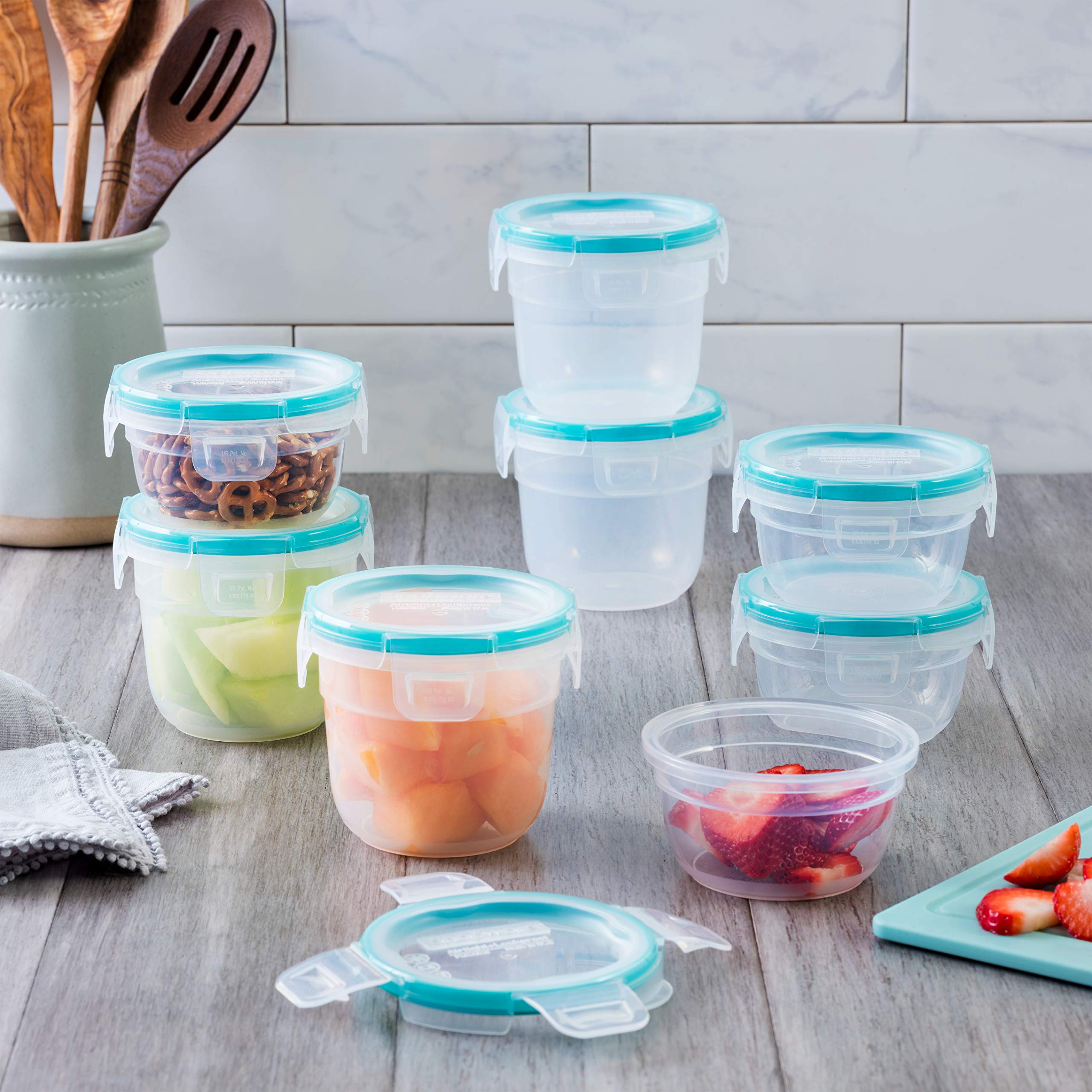 Snapware Meal Prep And Glass Food Storage Container Set, 16 Piece Kit, 4 2-Cup & Four 1-Cup Round Containers With Lids, Microwav