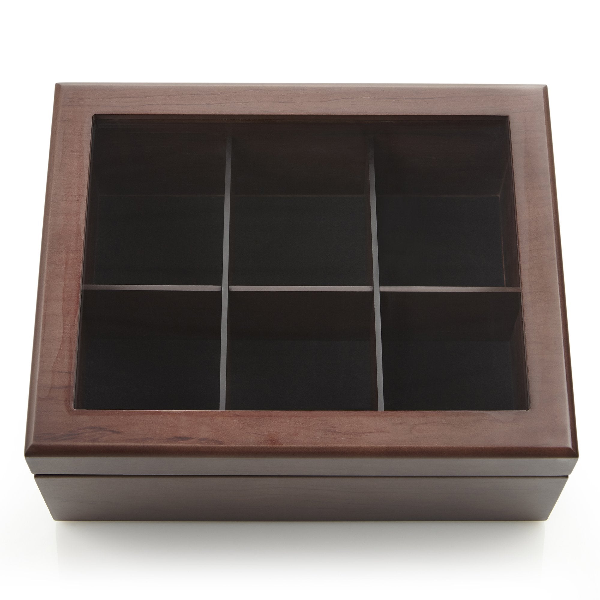 Tea Box - Luxury Wooden Tea Bag Organizer From The Apace Premier Collection - 6 Compartment Tea Storage Chest Container - Elegan