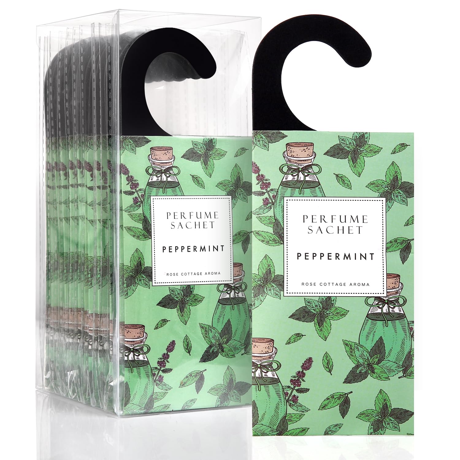 ROSE COTTAGE Large 12 Packs Peppermint Hanging Closet Deodorizer Air Freshener Long Lasting Scented Sachets Smell Goods for Hous