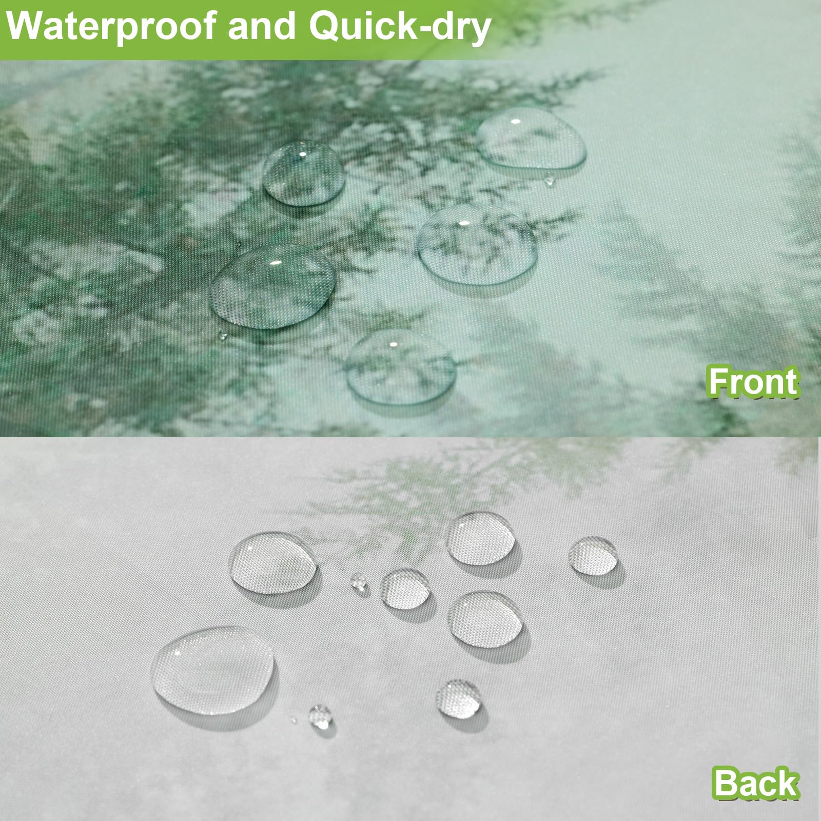 Ortigia Misty Forest Stall Shower Curtain For Small Bathroom, Green Half Size Narrow Nature Woodland Shower Curtain Set With Hoo