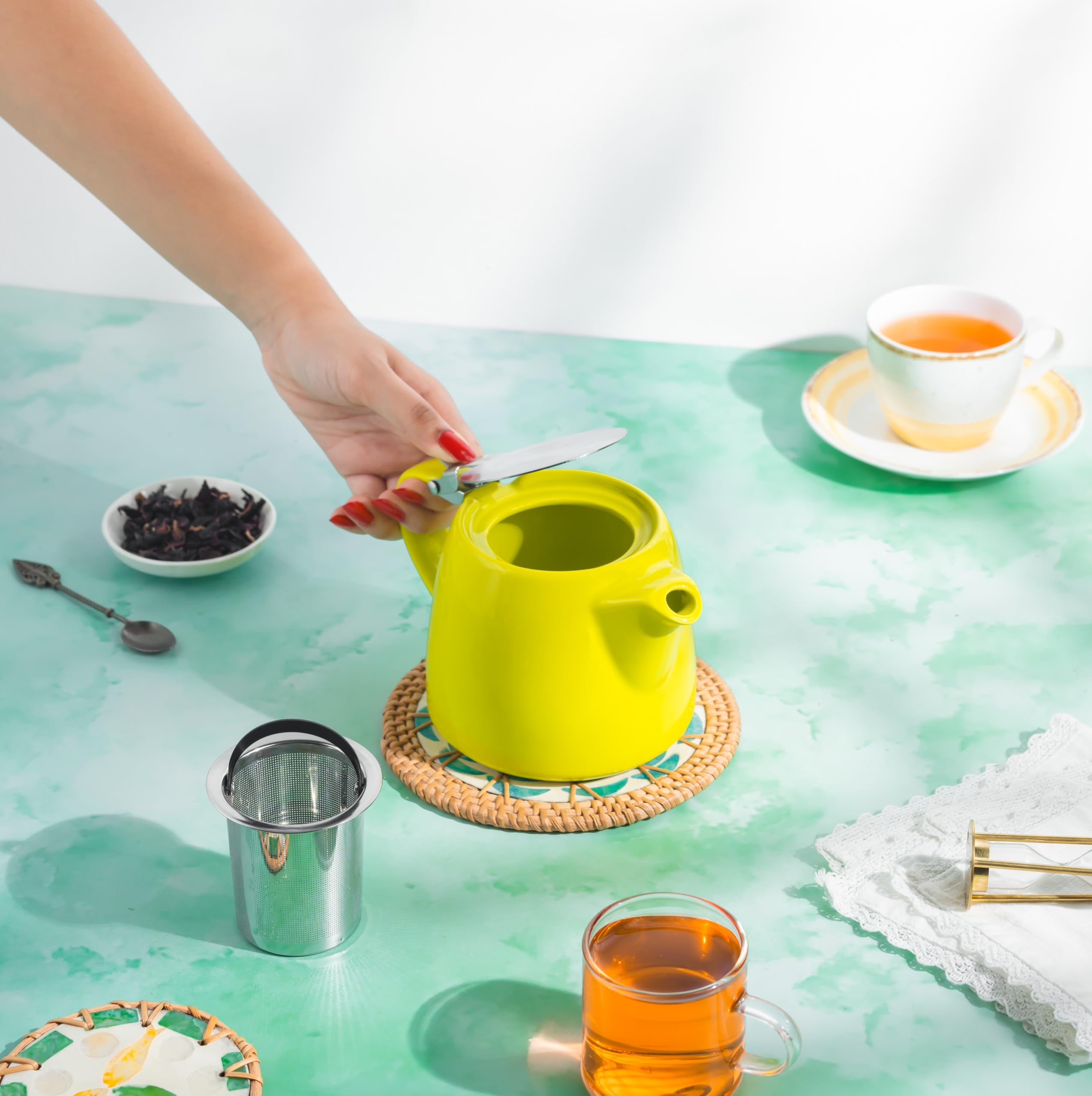 Glenburn Tea Direct Ceramic Teapot Kettle With Infuser  Perfect Loose-Leaf, Flowery, Herbal, Green Tea Maker  High Fired, Finely