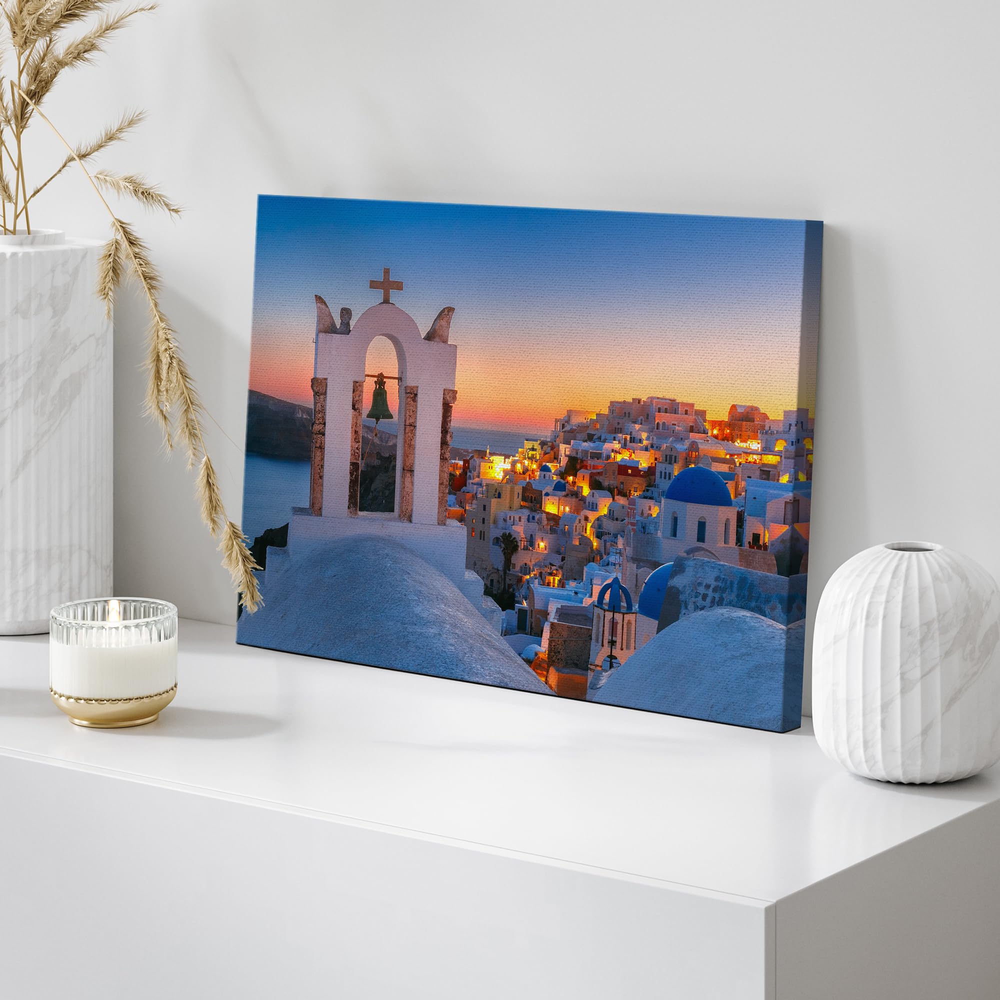 Wall26 Canvas Print Wall Art Duotone Sunset Dusk Over Santorini Greece Nature Wilderness Photography Realism Rustic Scenic Lands