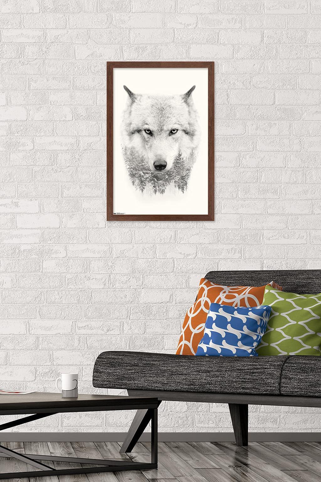 Trends International Wolf - Trees Wall Poster, 14.725'' X 22.375'', Mahogany Framed Version