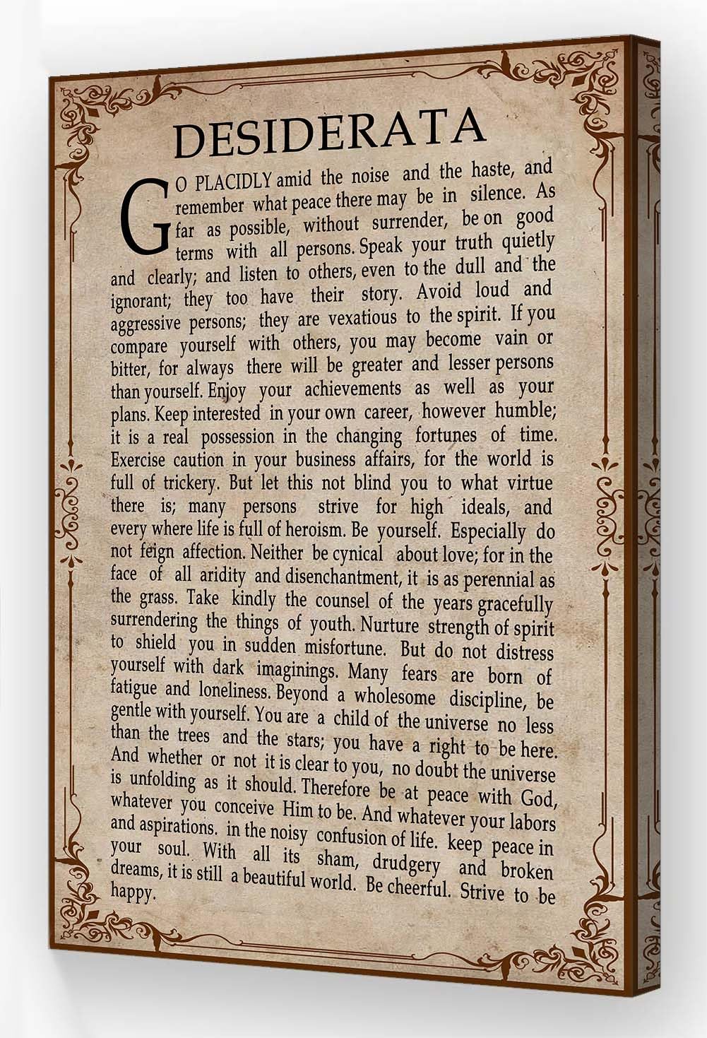 Wallpicss Desiderata Poem Framed Wall Art Canvas Painting Inspirational Quote Posters Vintage Prints Desiderata Wall Art Poetry