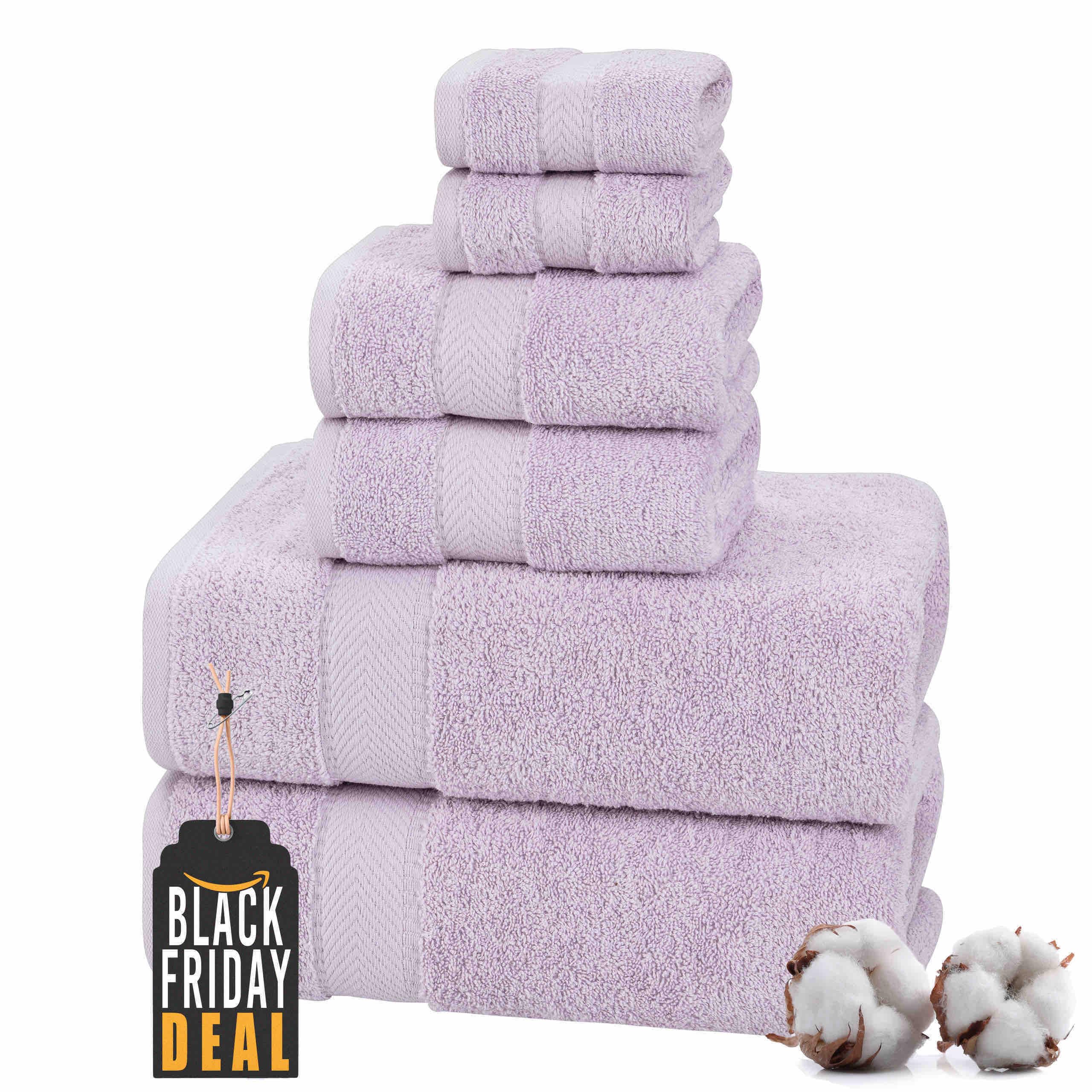 Textilom 100% Turkish Cotton 6 Pcs Bath Towel Set, Luxury Soft & Absorbent Bathroom Towels Set (2 Bath Towels, 2 Hand Towels, 2
