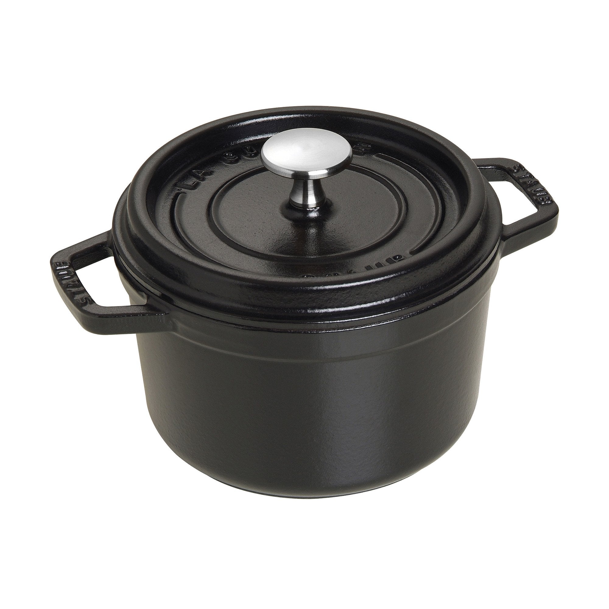 Staub Cast Iron Dutch Oven 1.25-Qt Round Cocotte, Made In France, Serves 2, Matte Black
