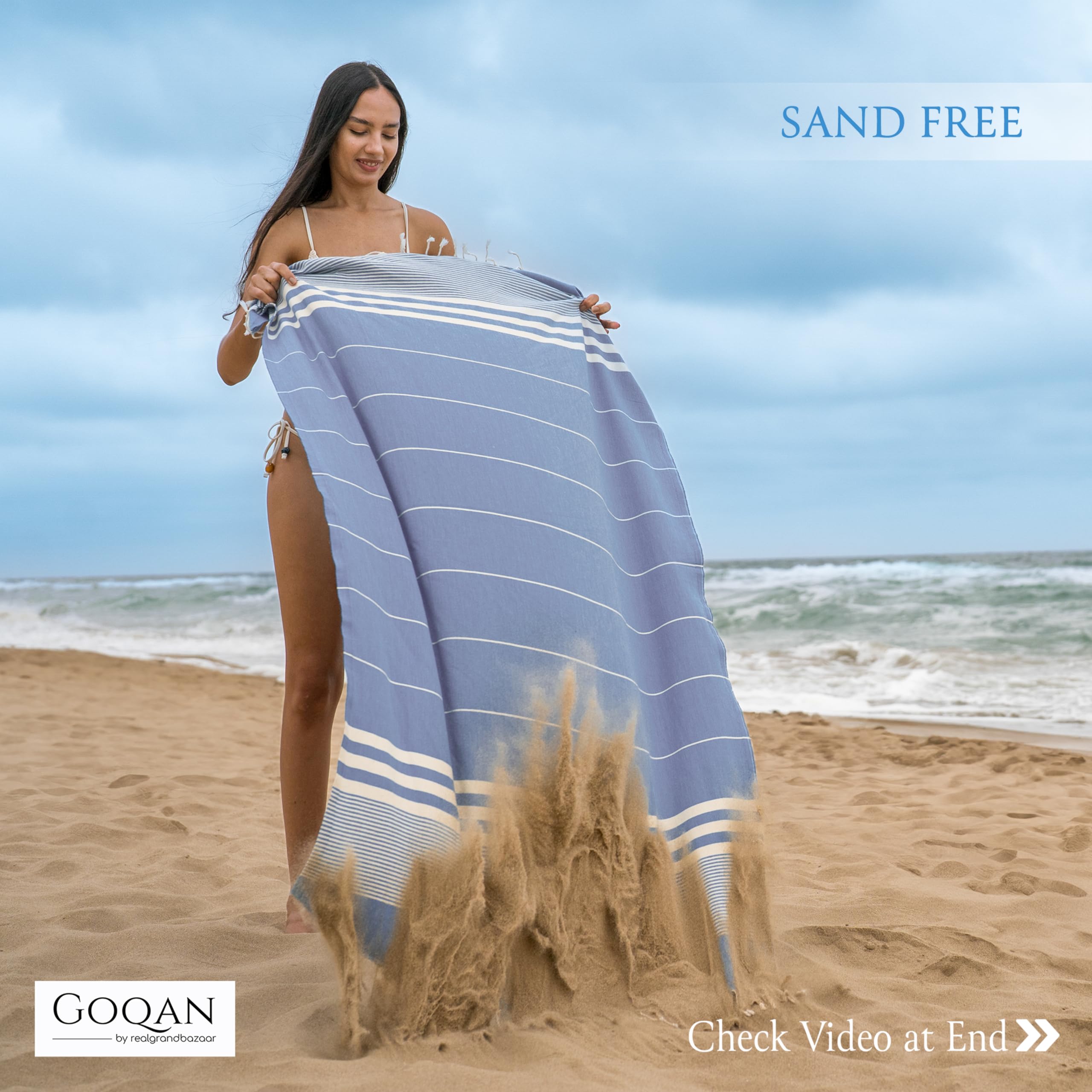 Turkish Beach Towel 100% Cotton - Quick Dry Towels For Bath, Hostel Travel, Gym, Exercise, Swim, Shower & Gift - 39X71 Large - R