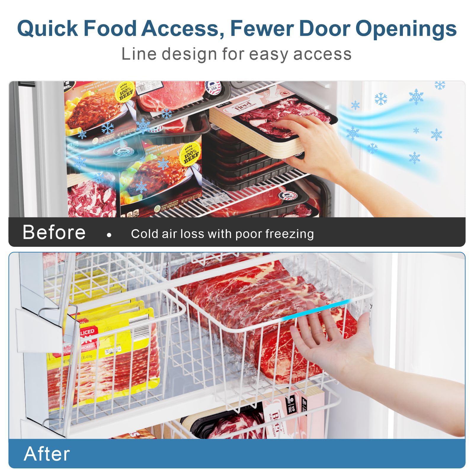 Wire Storage Baskets, Ispecle 4 Pack Large Metal Wire Baskets Pantry Organization And Storage With Handles, Freezer Organizer Bi