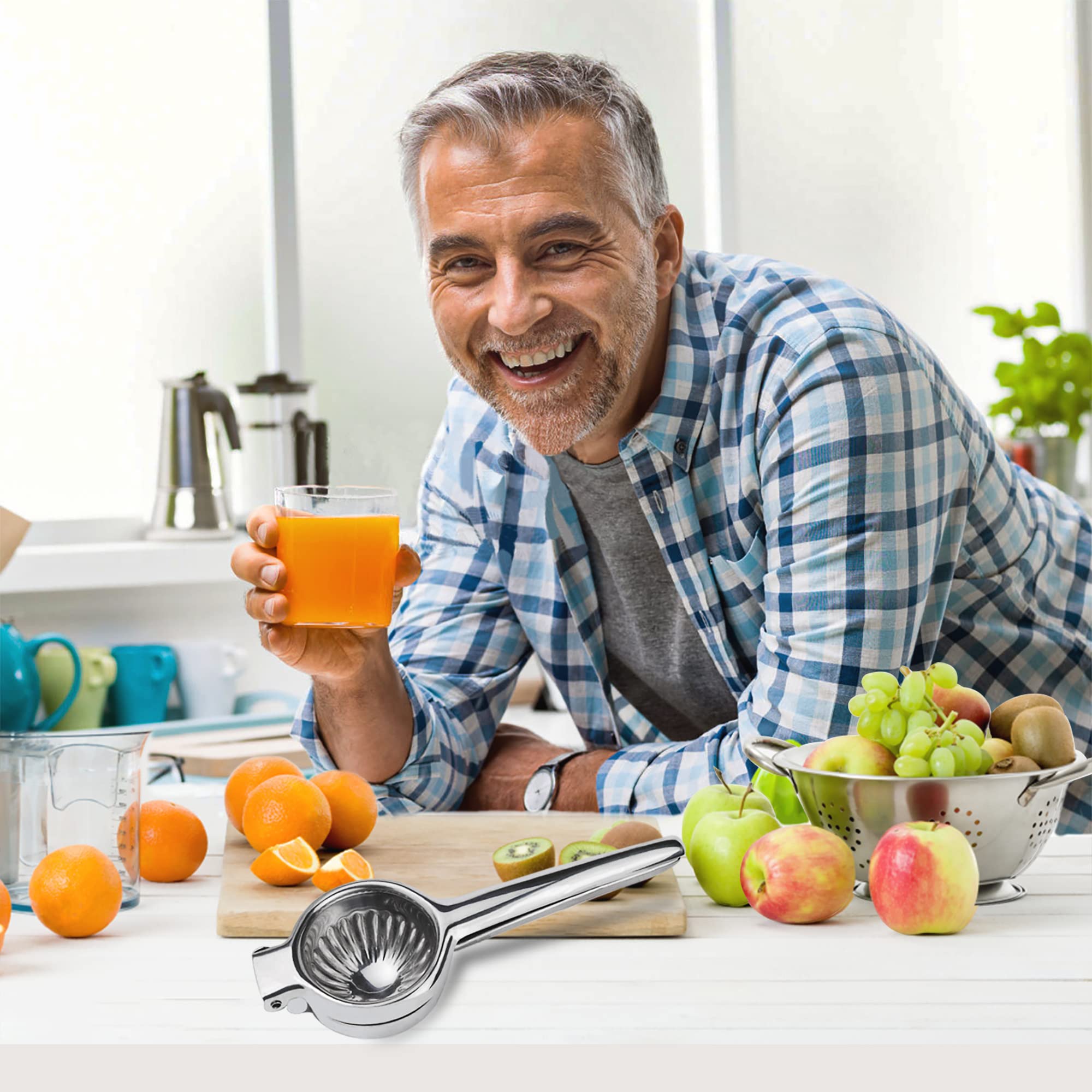 Lydia'S Deal Lemon Juicer Squeezer Stainless Steel Manual Citrus Juicer Hand Press Juice Extractor Non-Slip Grip Design Medium L