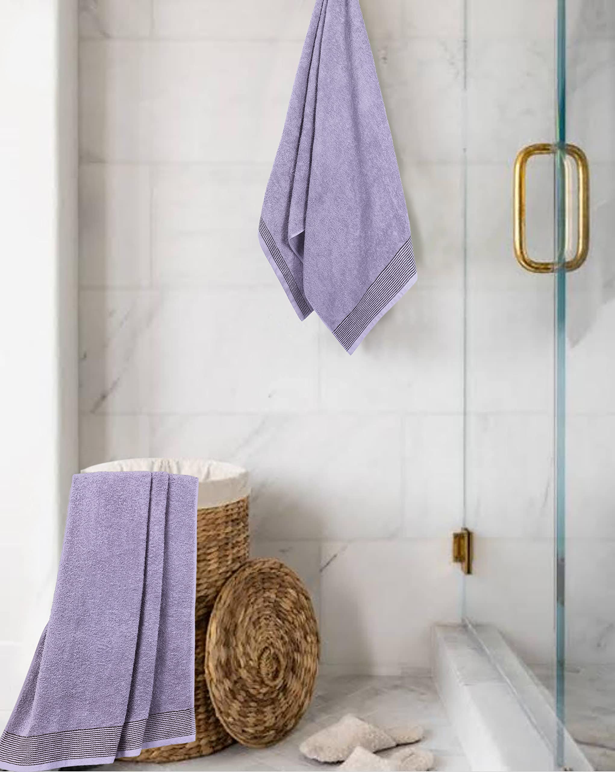 Belizzi Home Ultra Soft 2 Pack Oversized Cotton Bath Towels, 28X55 Inches, Purple