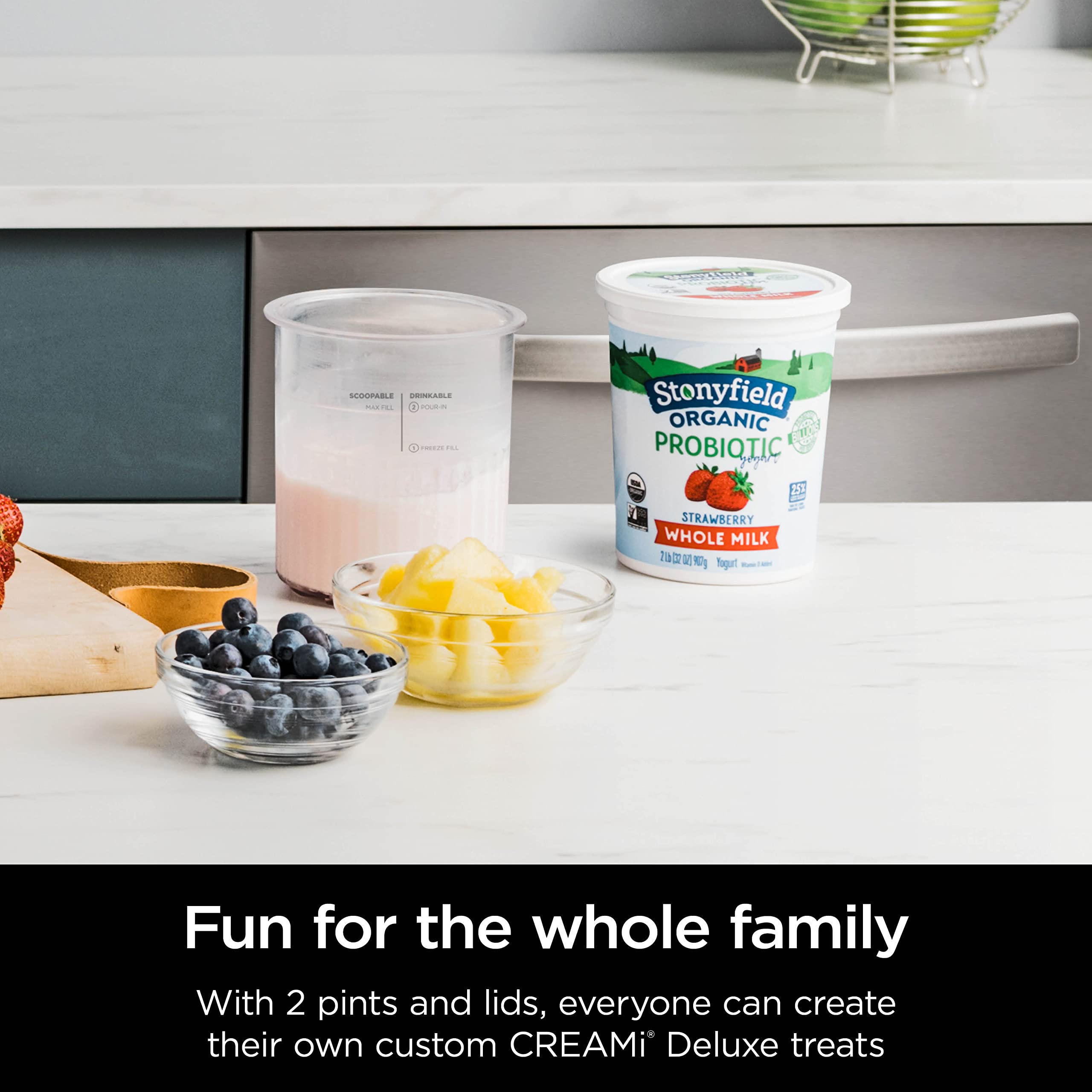 Ninja Creami Deluxe Pints 2 Pack, Compatible With Nc500 Series Creami Deluxe Ice Cream Makers, Genuine Ninja Pint, Bpa-Free & Di