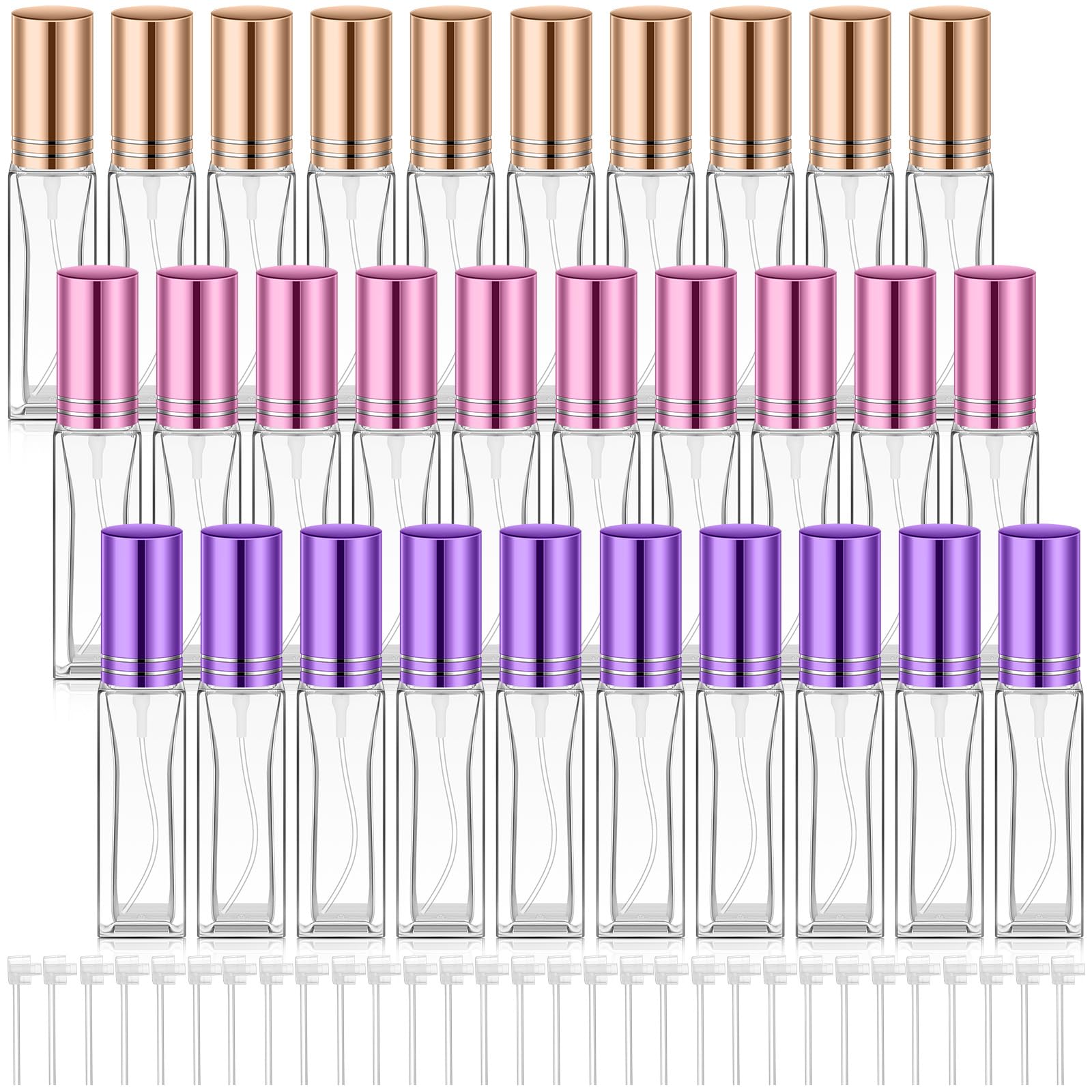 Domensi 30 Pcs Glass Perfume Travel Refillable Bottles 10 Ml Mini Cologne Perfume Bottles Empty No Leak Travel Size Atomizer Spr