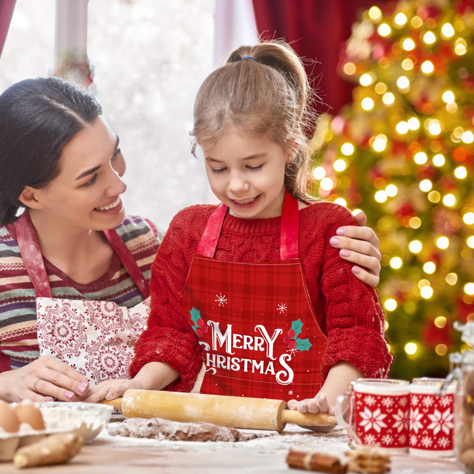 Nidoul Kids Apron for Boys Girls  Adjustable Chef Apron with Pocket  Kitchen Bib Apron for Cooking Baking Art Painting Gardening  Christmas