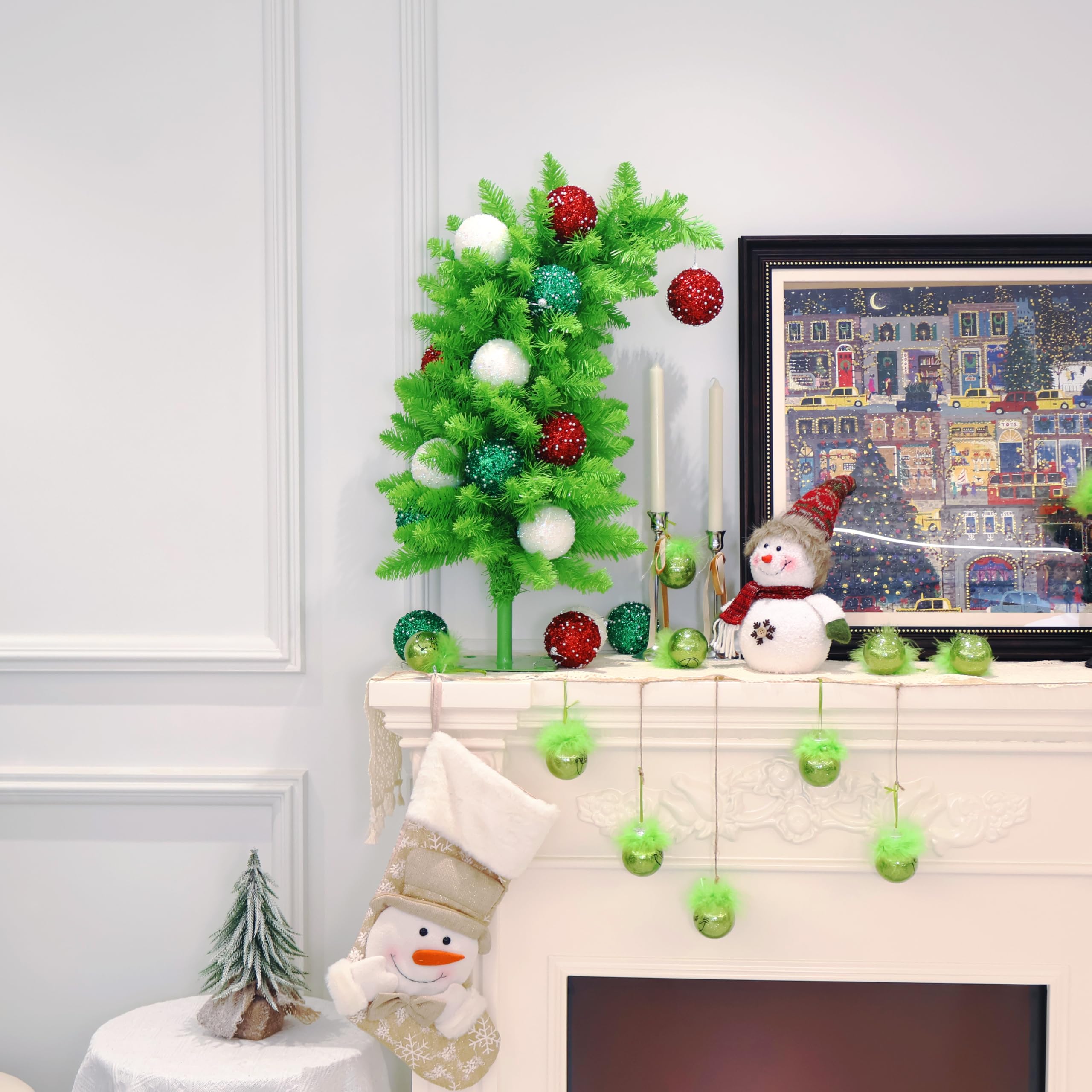 Small Christmas Tree Artificial Tabletop Whimsical Xmas Tree for Outdoor & Indoor Use 2FT