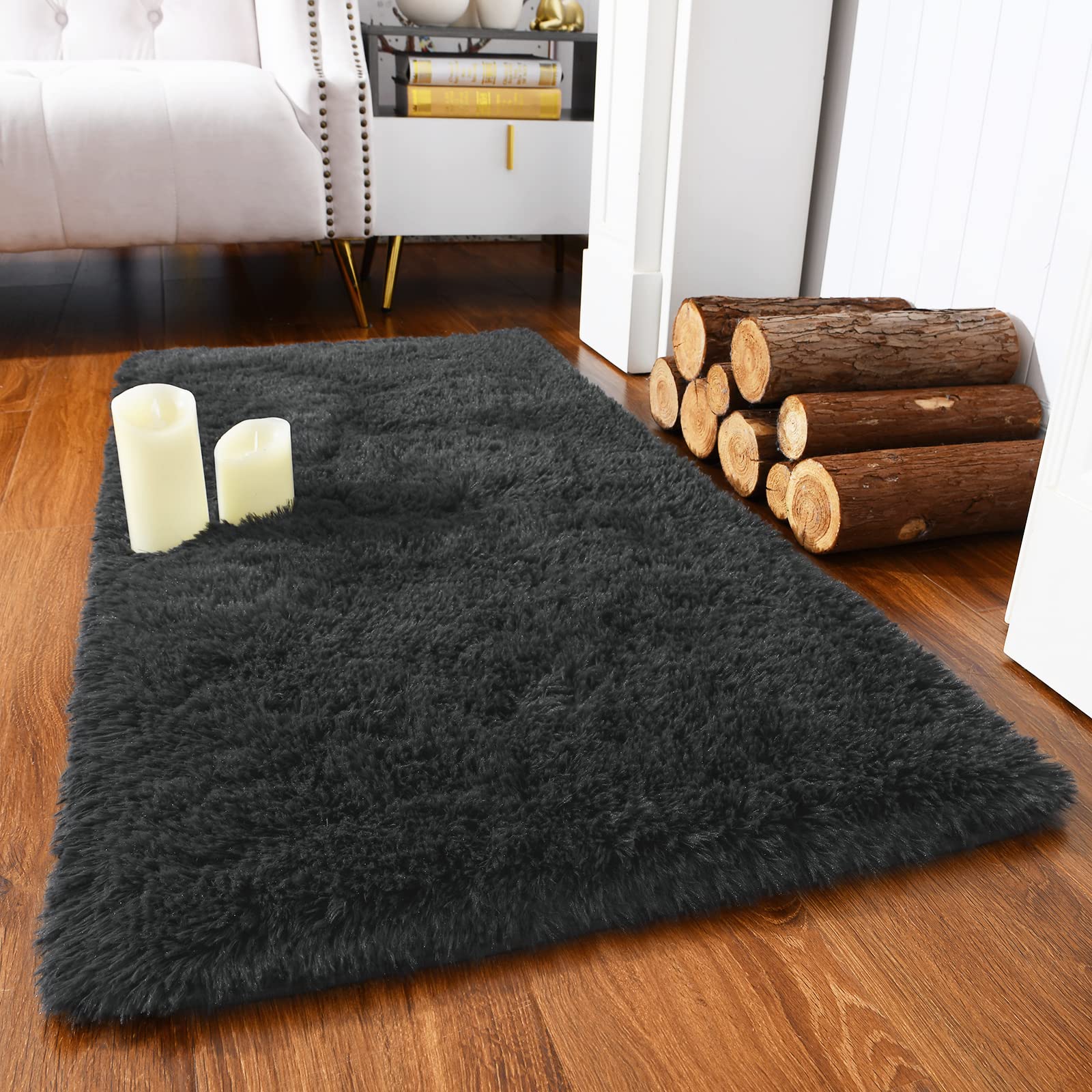 Chicrug Soft Runner Rug for Bedroom Living Room Plush Fluffy Rug 2x3 Feet, Shag Furry Runner Rug Carpet Non Shedding for Nursery