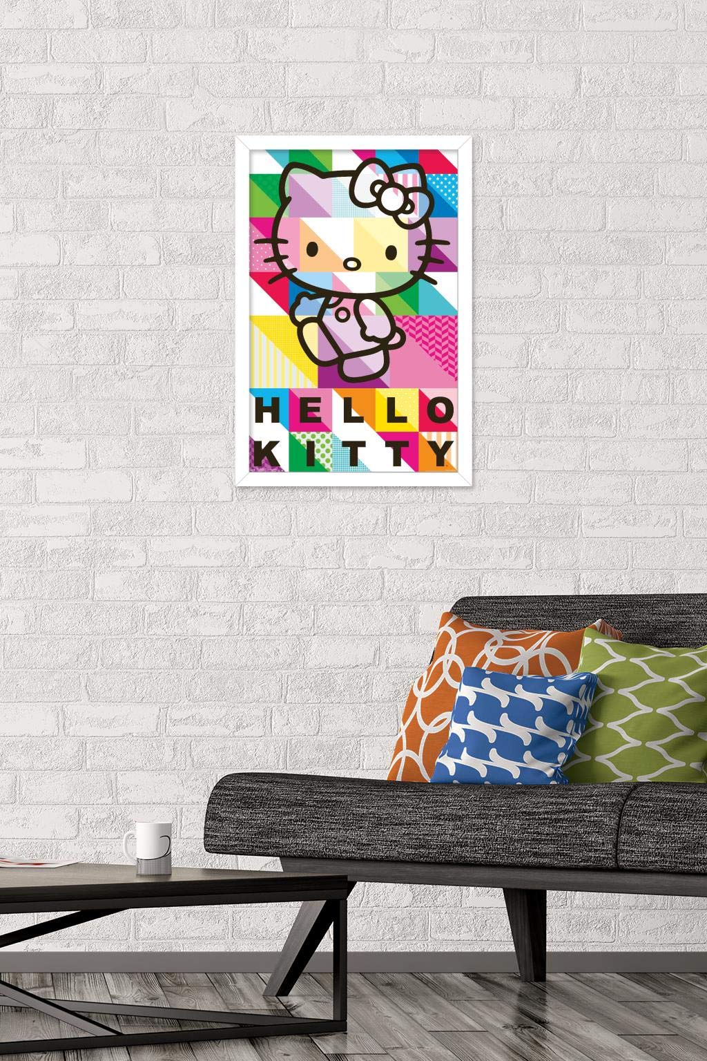 Trends International Hello Kitty - Patterns Wall Poster, 14.725'' X 22.375'', White Framed Version