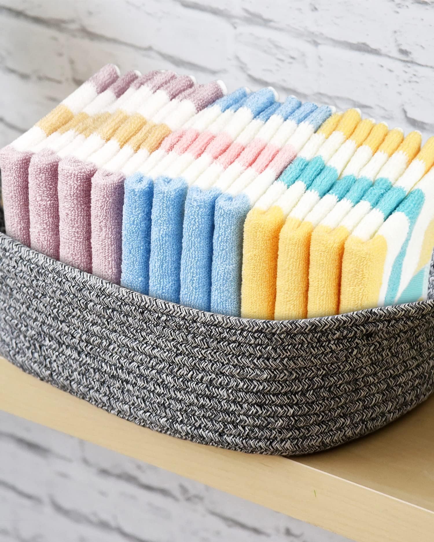 Jacquotha Cotton 12 Pack Striped Washcloths, 13 X 13 Inches, 3 Colors - Face And Body Cleansing Towels