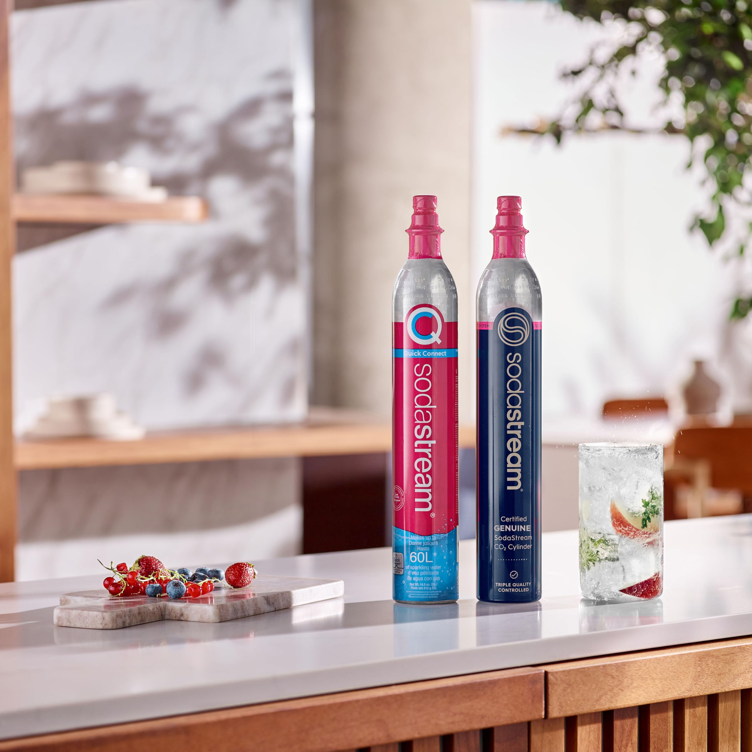 SodaStream CO2 Carbonation Bundle - 3 Pack Pink QuickConnect Cylinders, Model 1103130010, Aluminum - Compatible with Terra, Aqua Fizz, and more