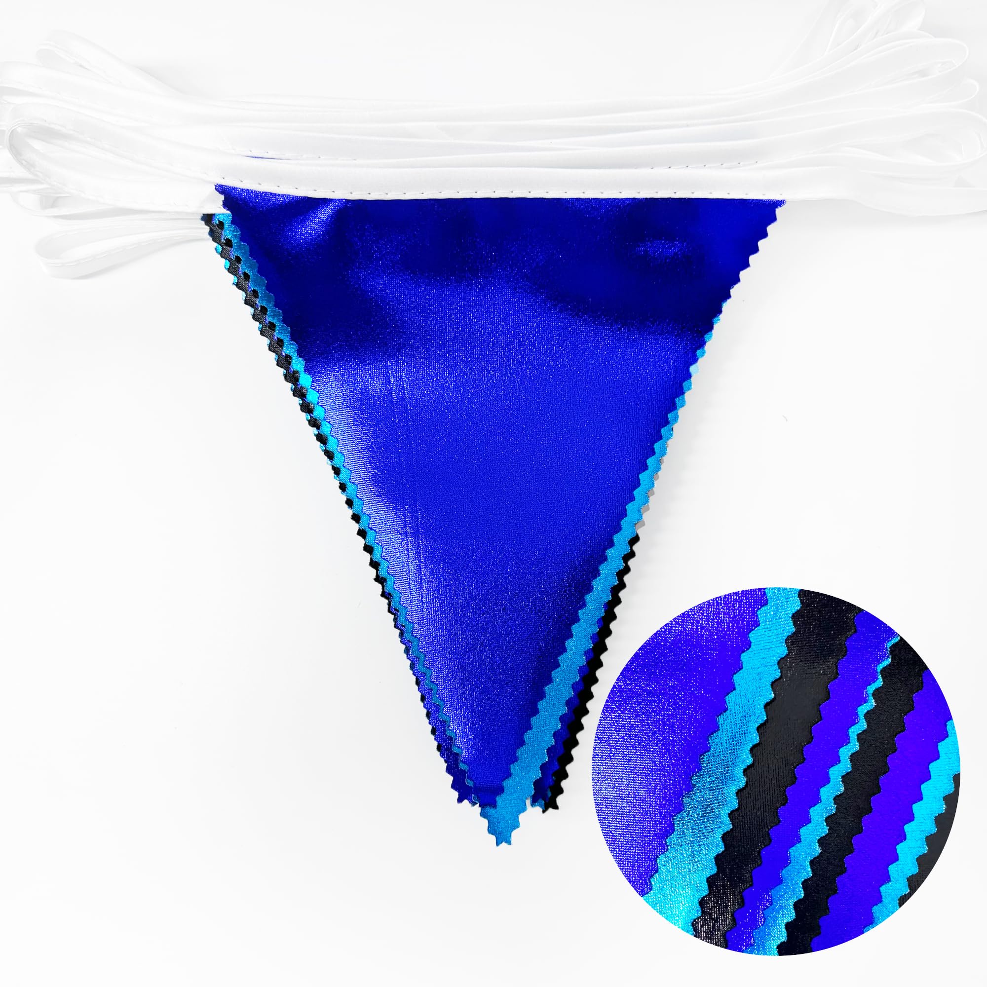 Black Blue Party Decorations Metallic Fabric Triangle Pennant Banner Flag Bunting Garland For Video Game Nautical Birthday Gradu
