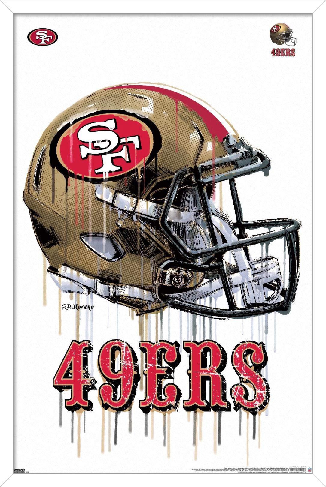 Trends International Nfl San Francisco 49Ers - Drip Helmet 20 Wall Poster, 14.725'' X 22.375'', White Framed Version