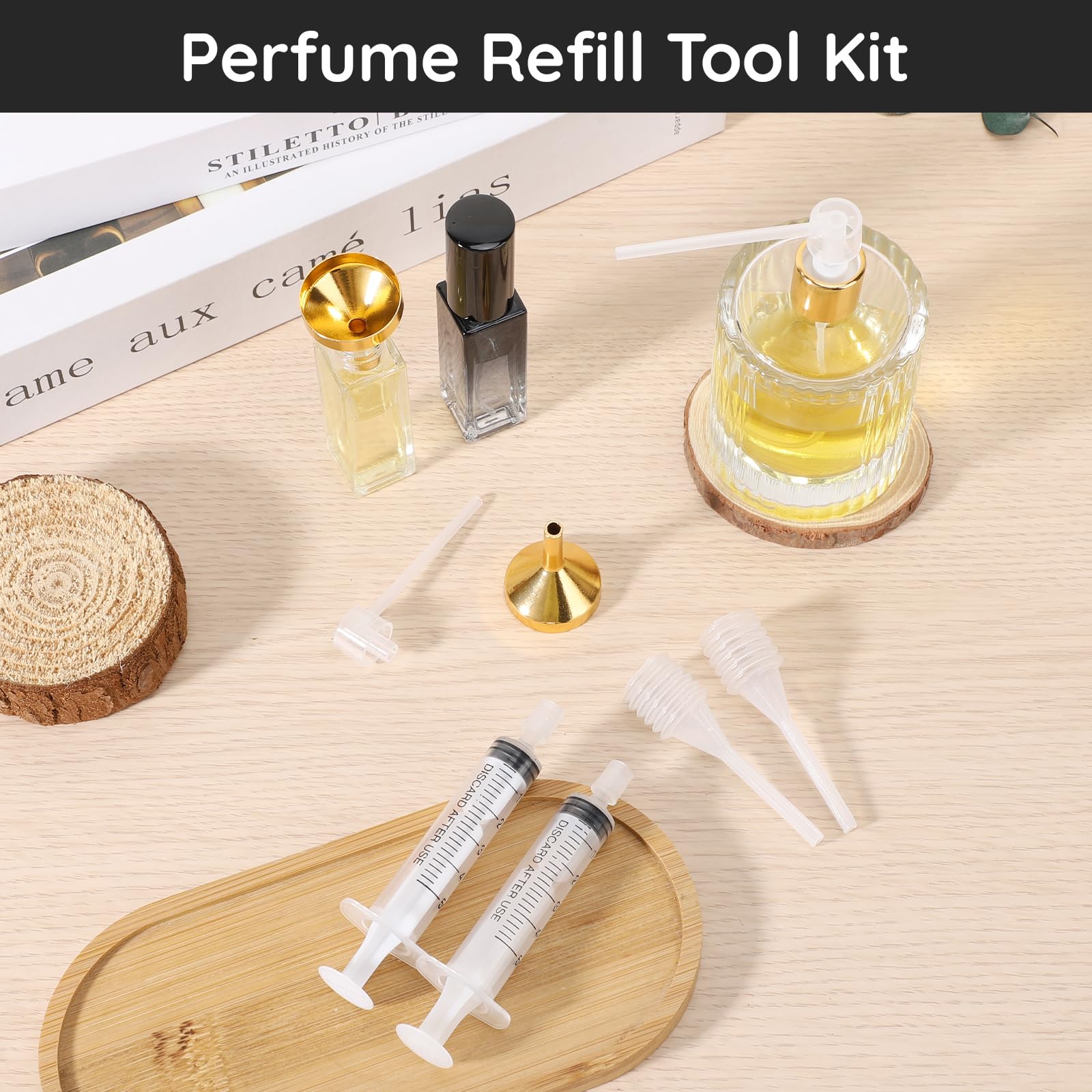 Segbeauty Perfume Refill Pump Tools, 8Pcs Perfume Dispenser Transfer Tools Kit, Include 2 Funnel For Refill, 2 Clear Pump And Dr