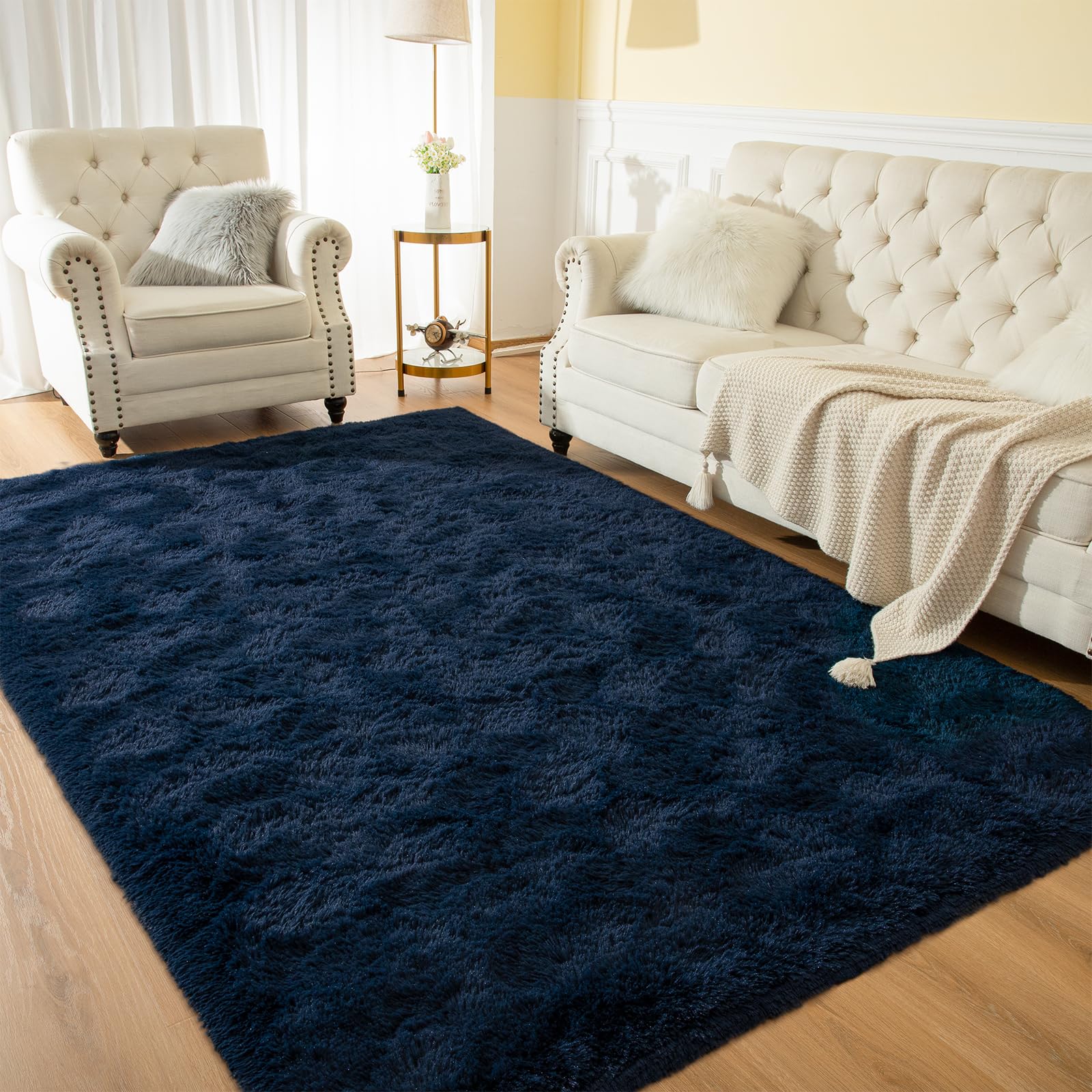 Softlife Rug for Bedroom 5.3x7.6 Feet Area Rug for Living Room Soft Shaggy Rugs for Kids Room Fluffy Fuzzy Carpets Long Plush Be