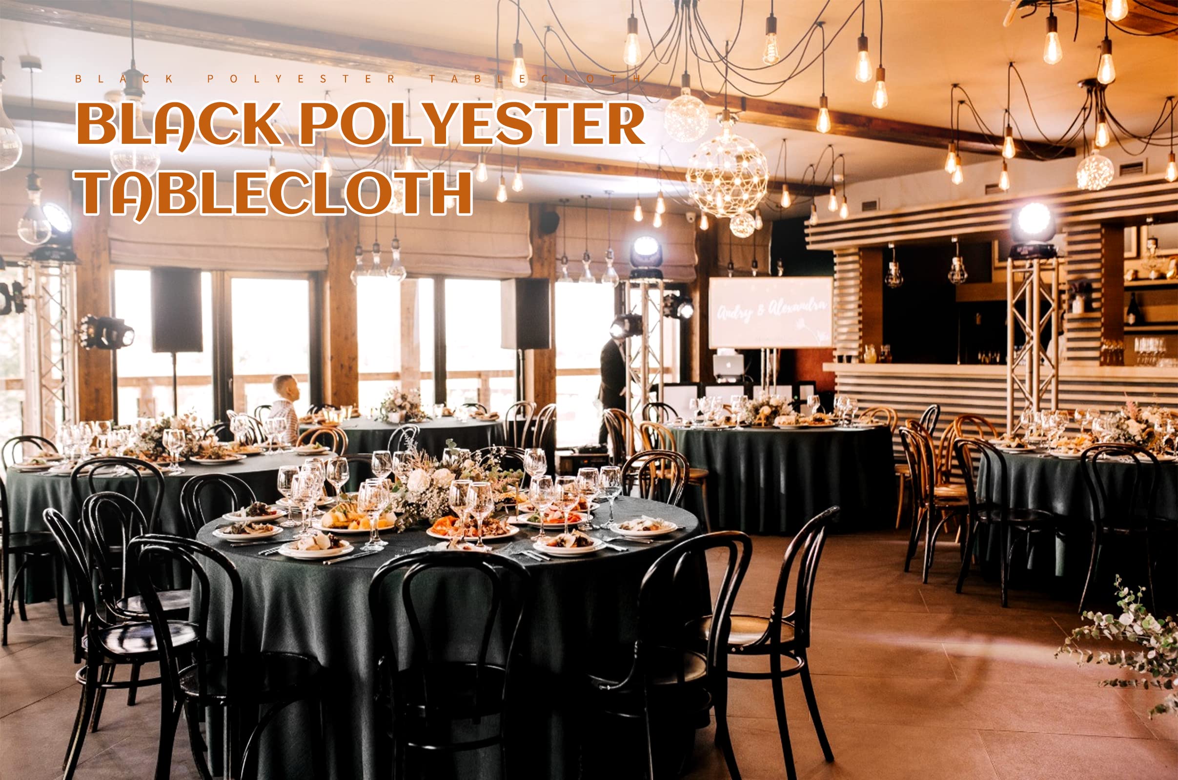 MTREO 12 Pack Round Tablecloth 90 Inch Polyester Round Table Cloths Black Wrinkle Resistant Washable Polyester Table Cloth Decorative Fabric Table Cover for Wedding Party Restaurant Buffet Table