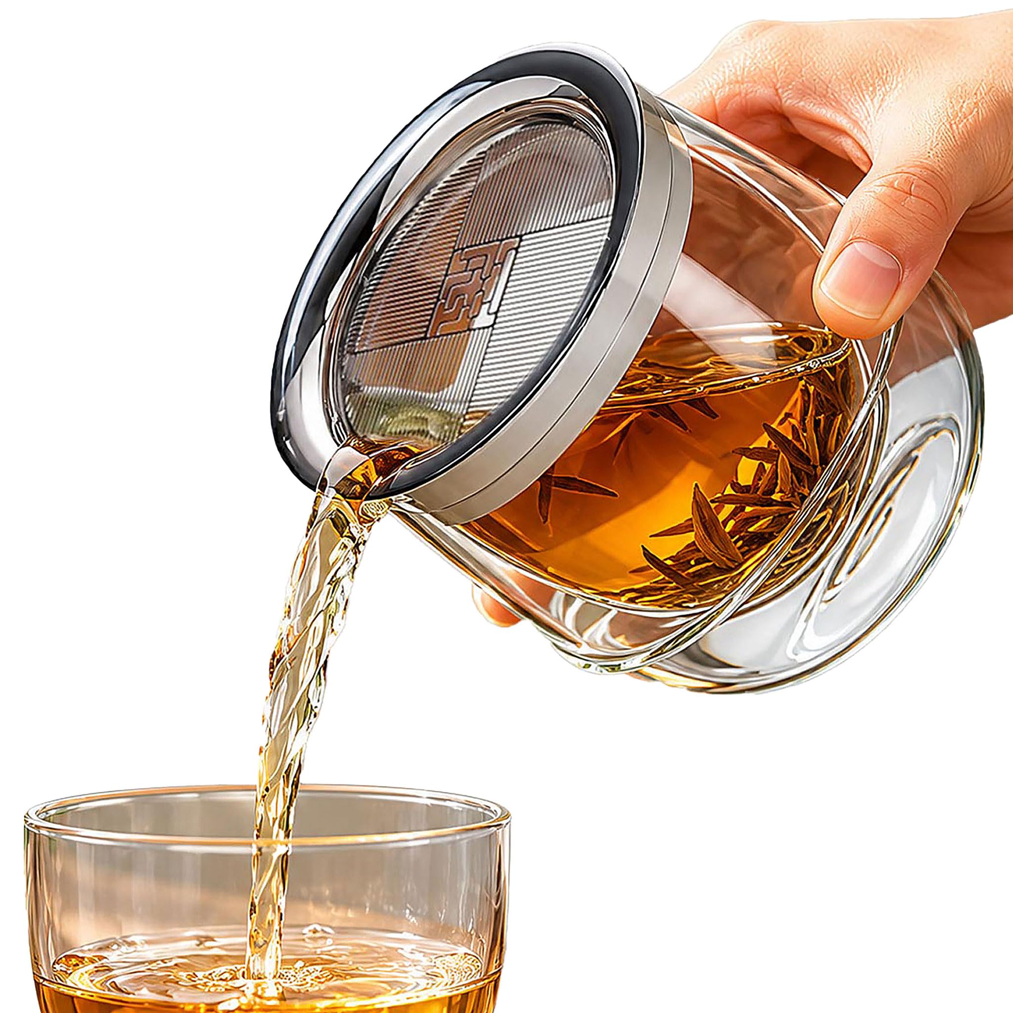Moyufoby DoubleLayer Insulation Glass Teapot with Infuser 8.5OZ