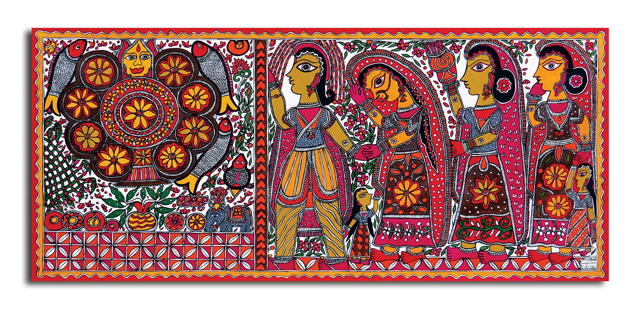 Pixelartz Canvas Paintings Madhubani Art Without Frame Modern Art Paintings For Home Decor Drawing Room Wall Paintings For Bedro