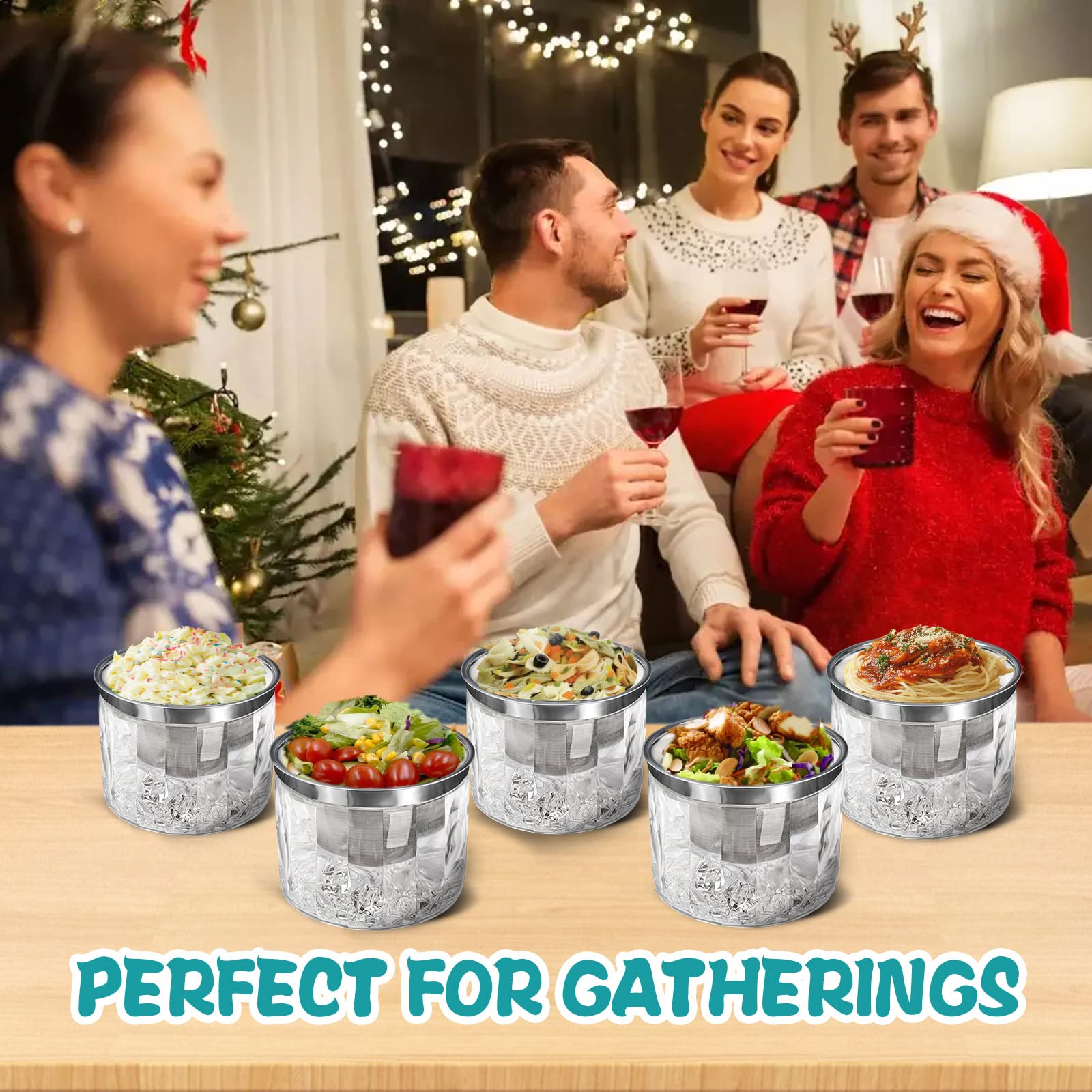 Innovative Life Ice Chilled Dip Bowl 2Pack, 25Oz Stainless Steel Serving Bowl With Acrylic Base, Iced Salad Bowl For Fruit, Sauc