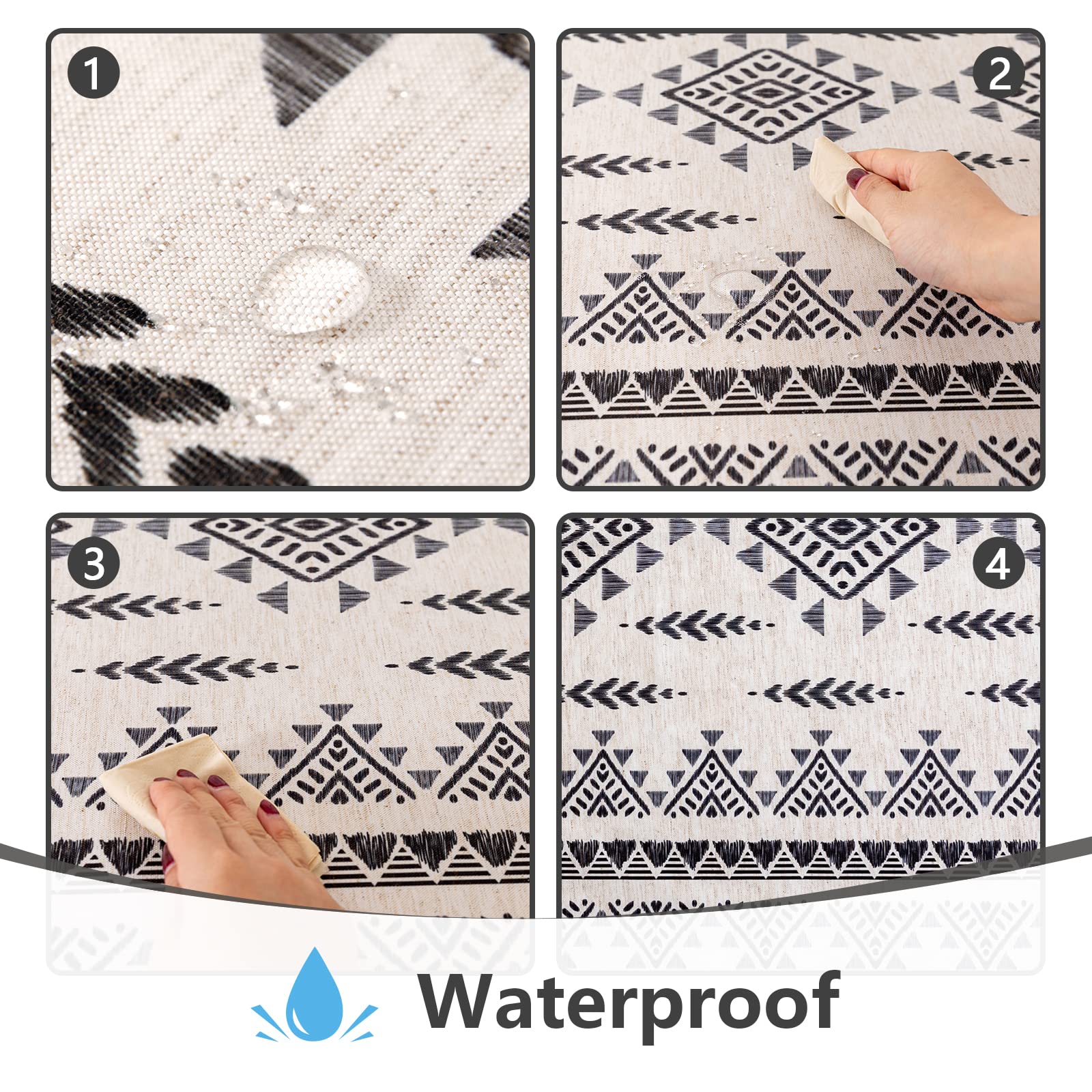 Mysky Home 60X102 Boho Rectangle Tablecloth Linen Farmhouse Tablecloth Waterproof Decorative Fabric Table Cloth For Kitchen Dini