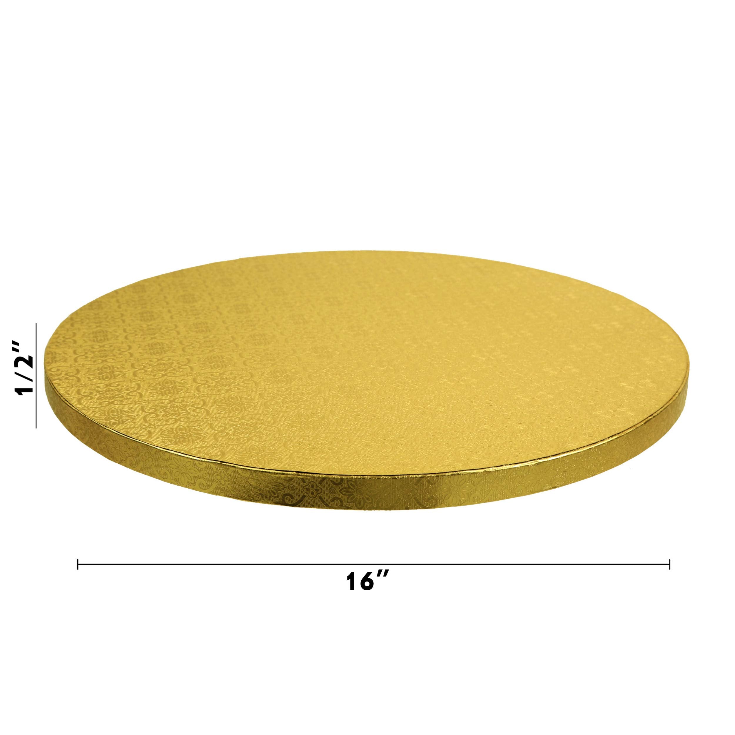 Ocreme Cake Board, Gold Foil Round Cake Circles With Gorgeous Design, Sturdy & Durable 1/2    Thick Cake Drums, Round Cake Board