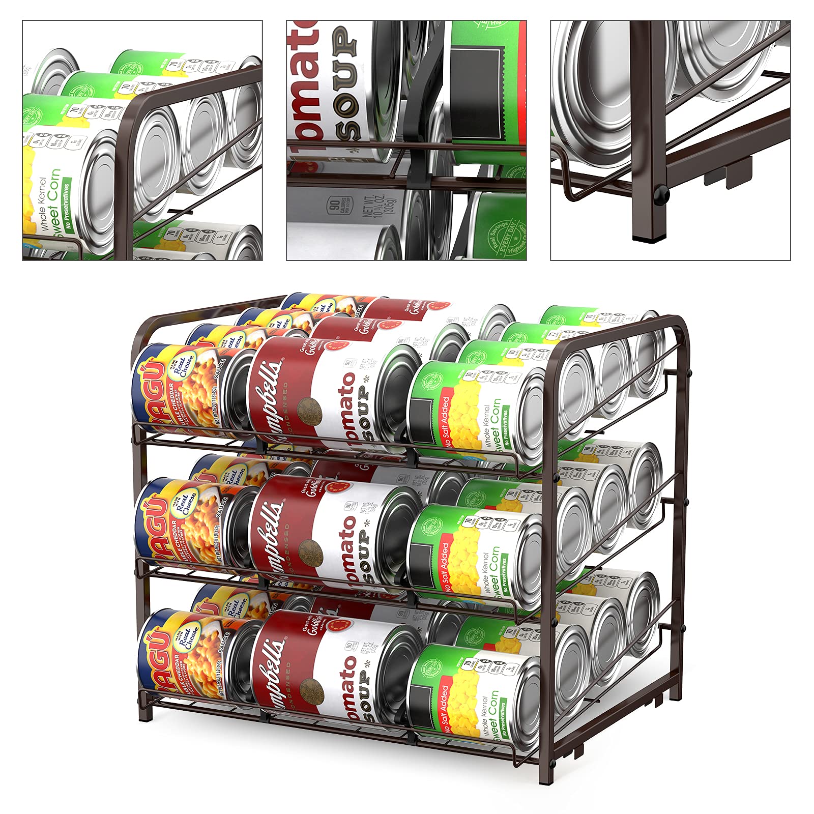Vrisa Can Organizer Stackable Can Dispenser For Food Storage Can Rack Organizer For Pantry Cabinet Countertop Holds Up To 72 Can