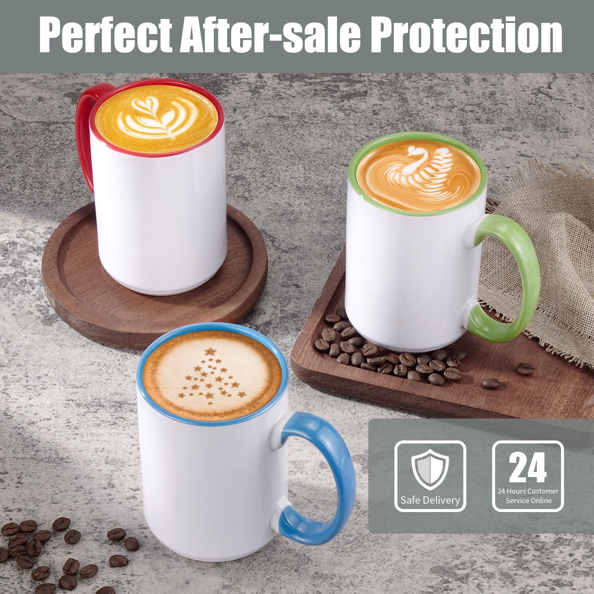 TANGLONG Sublimation Mugs 15 oz Sublimation Mugs Blank Sublimation Cups Sublimation Coffee Mugs Tazas Para Sublimacion 6 Assorte