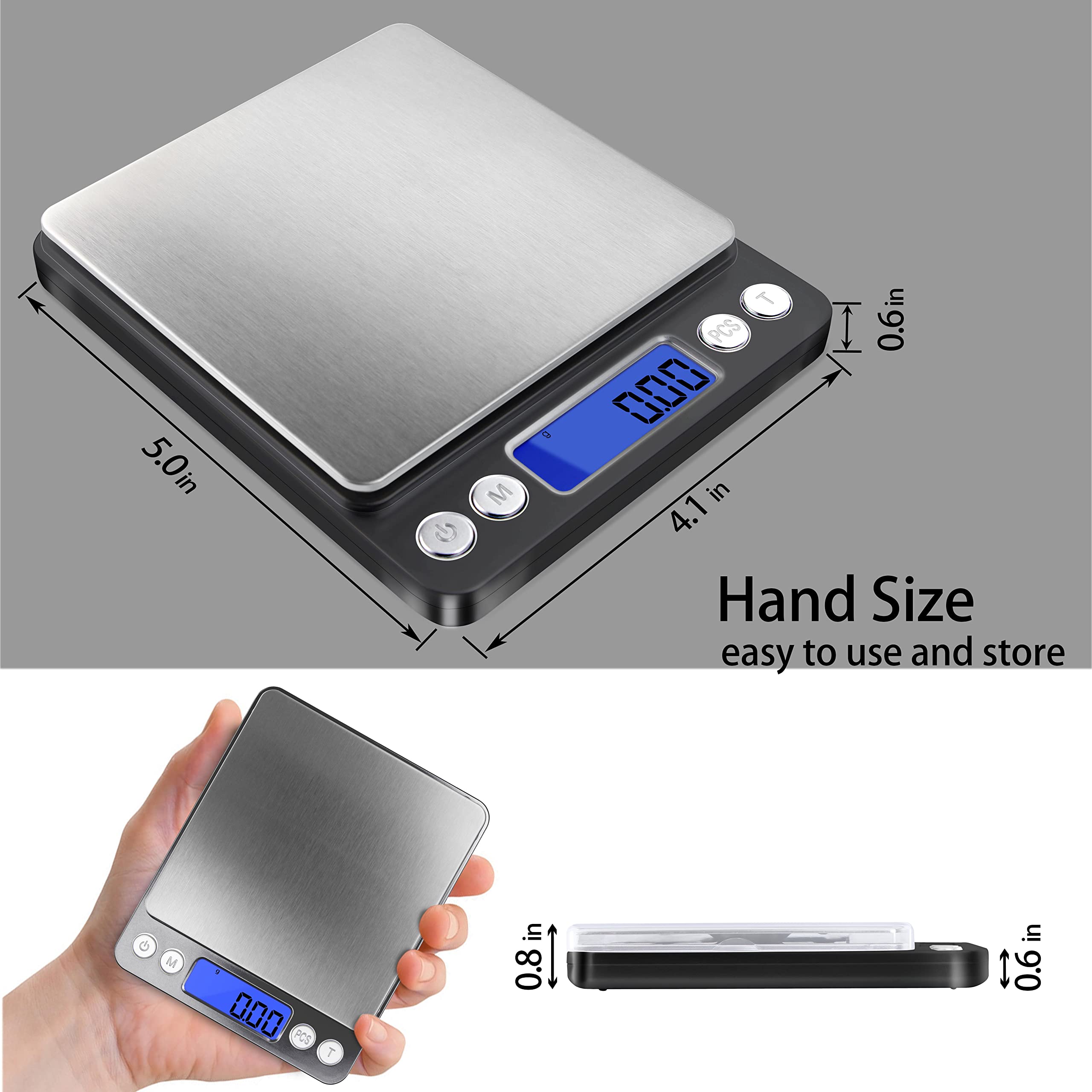 Fuzion Digital Gram Scale With 2 Trays, 500G/ 0.01G Small Jewelry Scale, 6 Units Gram Scales Digital Weight Gram And Oz, Tare Fu