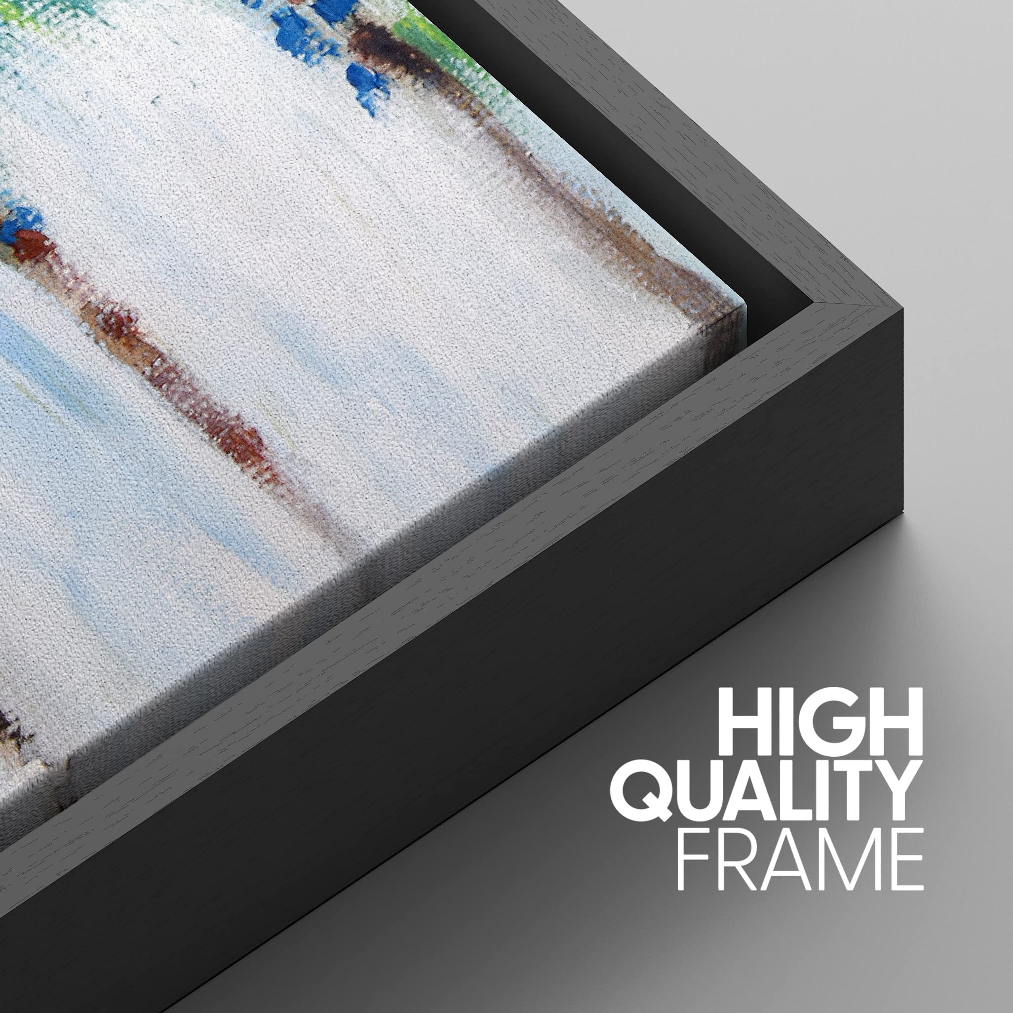 Signwin Framed Canvas Print Wall Art Set Blue Floral Pastel Fence Wilderness Plants Illustrations Modern Art Farmhouse/Country L