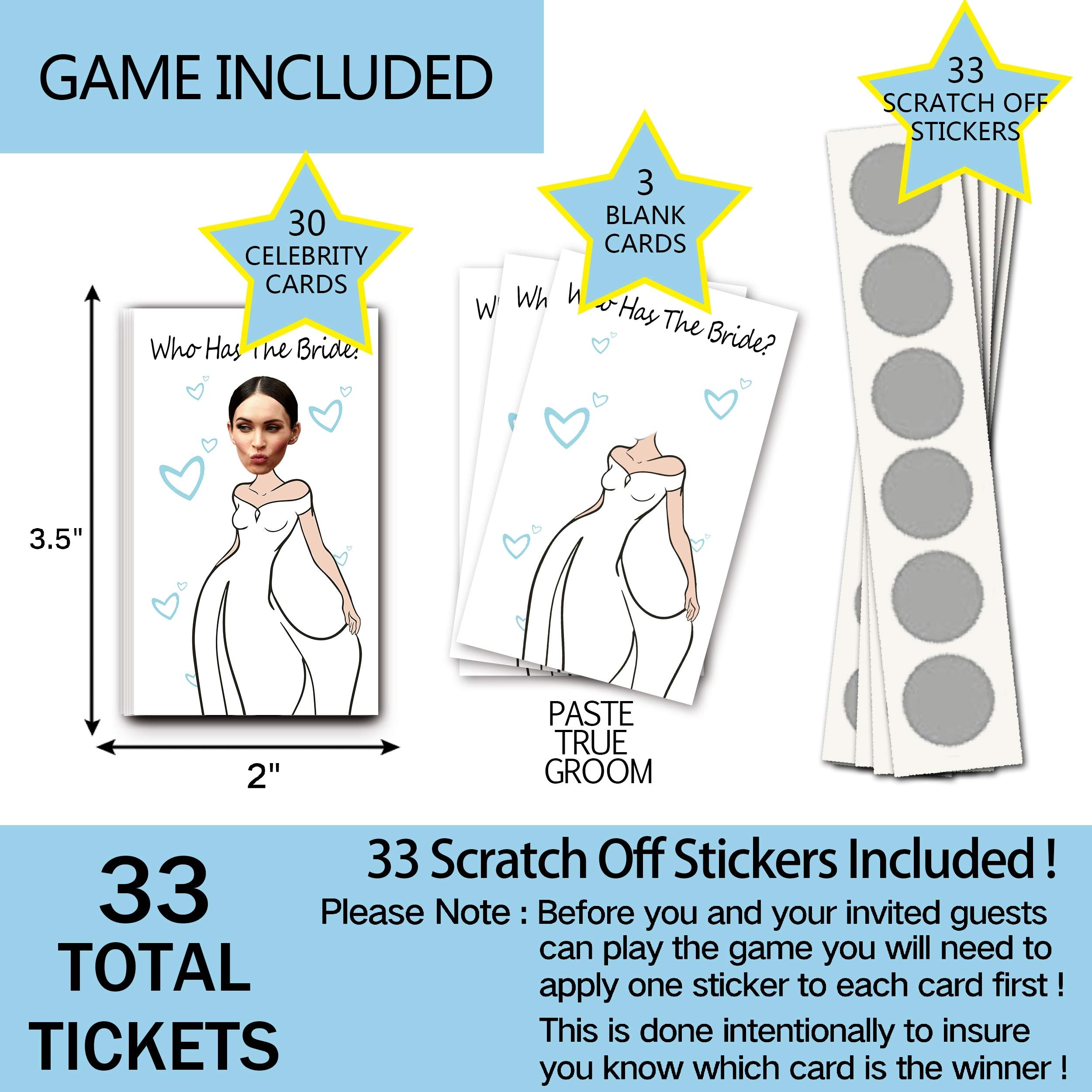 Ukebobo 33 Cute Bridal Shower Games - Scratch Off Bridal Shower Game.Funny Bachelorette Party Games - Who Has The Bride - 33 She