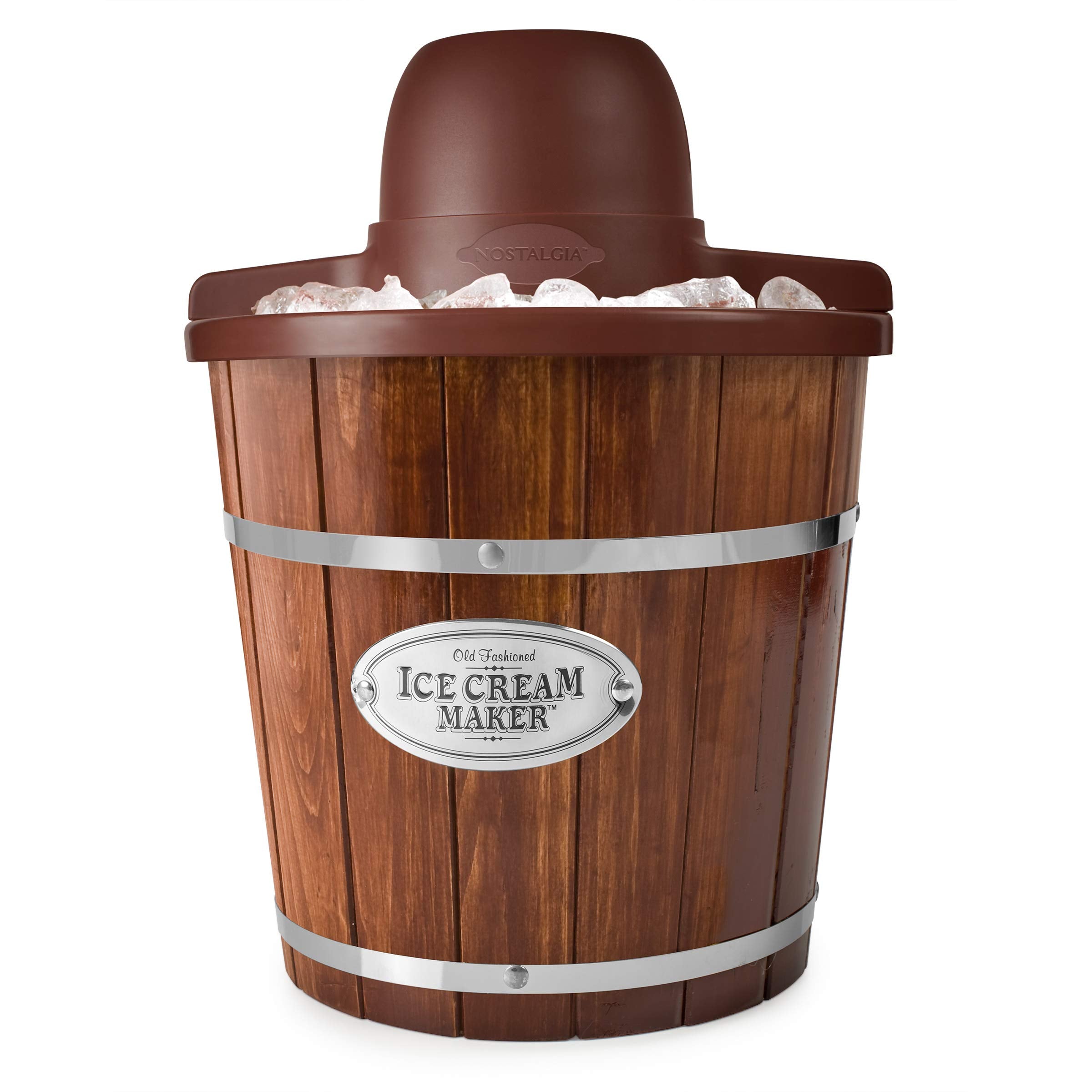 Nostalgia ICMW4NHDB 4Quart Wood Bucket Ice Cream Maker