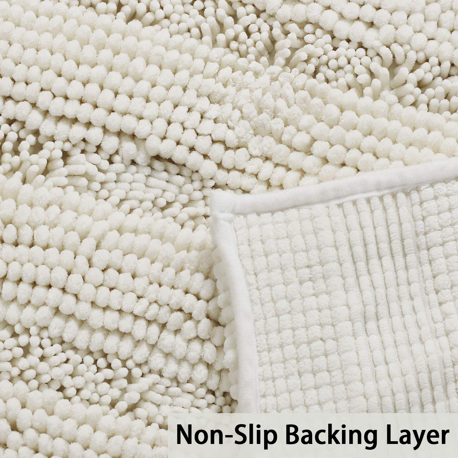 Turquoize Bath Rug Runner Chenille Bath Rugs for Bathroom Non Slip Bathroom Rug Bath Mat Soft Water Absorbent Thick Shaggy Floor Mats Shag Area Rug for Bathroom  47 Inch by 17 Inch  Cream
