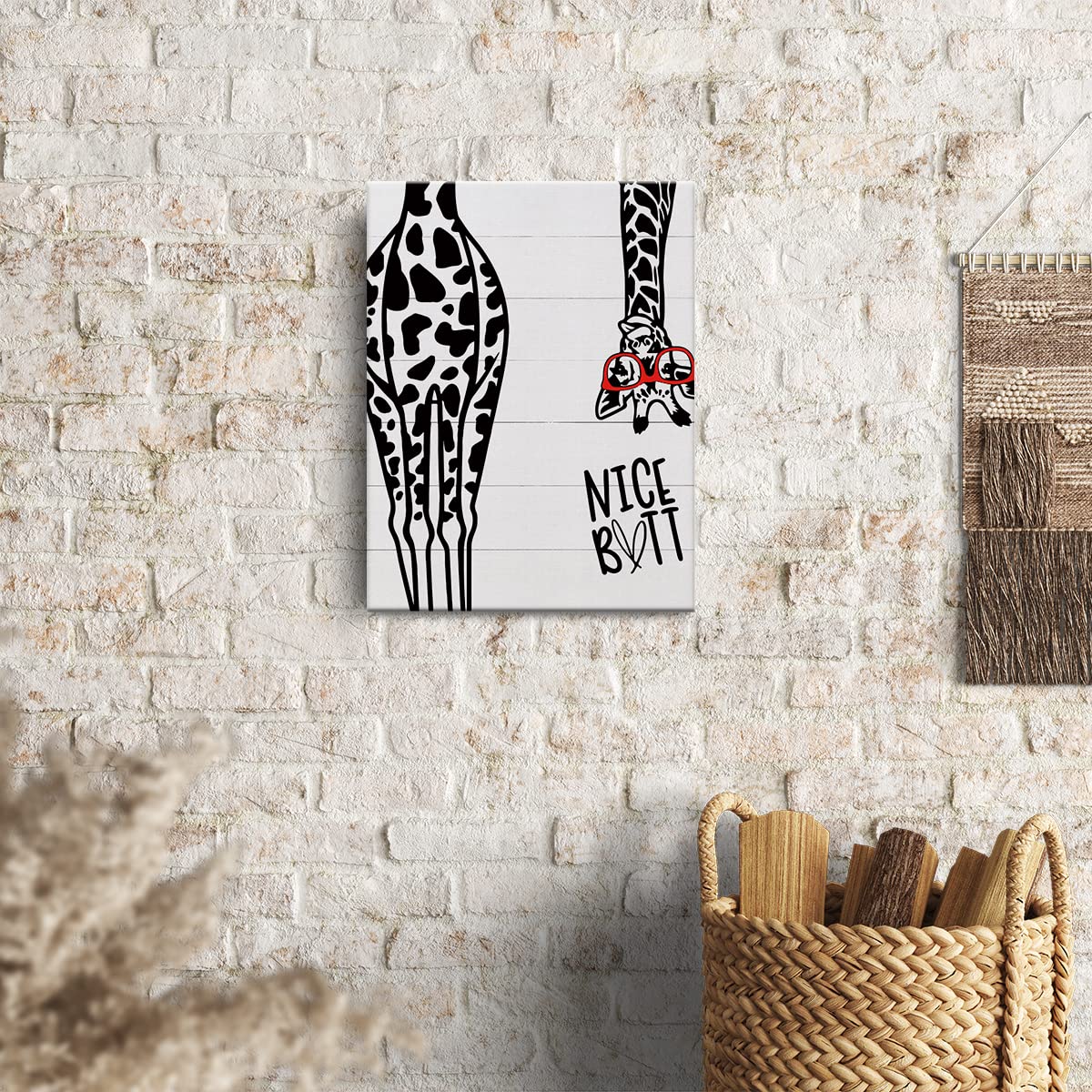 Bathroom Canvas Print Decor Bathroom Quote Giraffe Wall Painting Posters Artwork 12X15 Perfect Home Office Decoration (Framed)