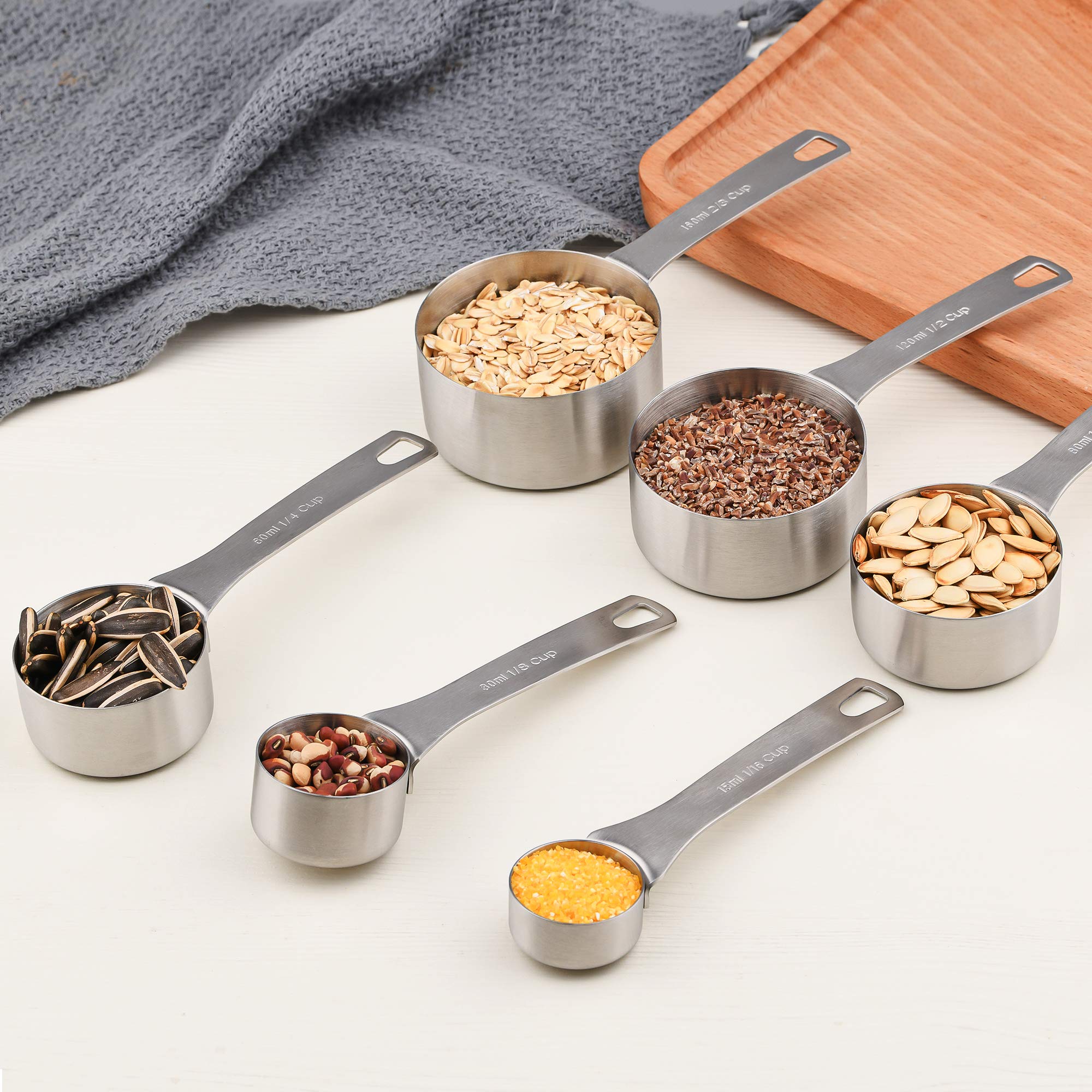 Zoyizi Measuring Cups Set 19, 18/8 (304) Stainless Steel Measuring Cups And Spoons Set, Metal Measuring Cups & Spoons & Leveler&