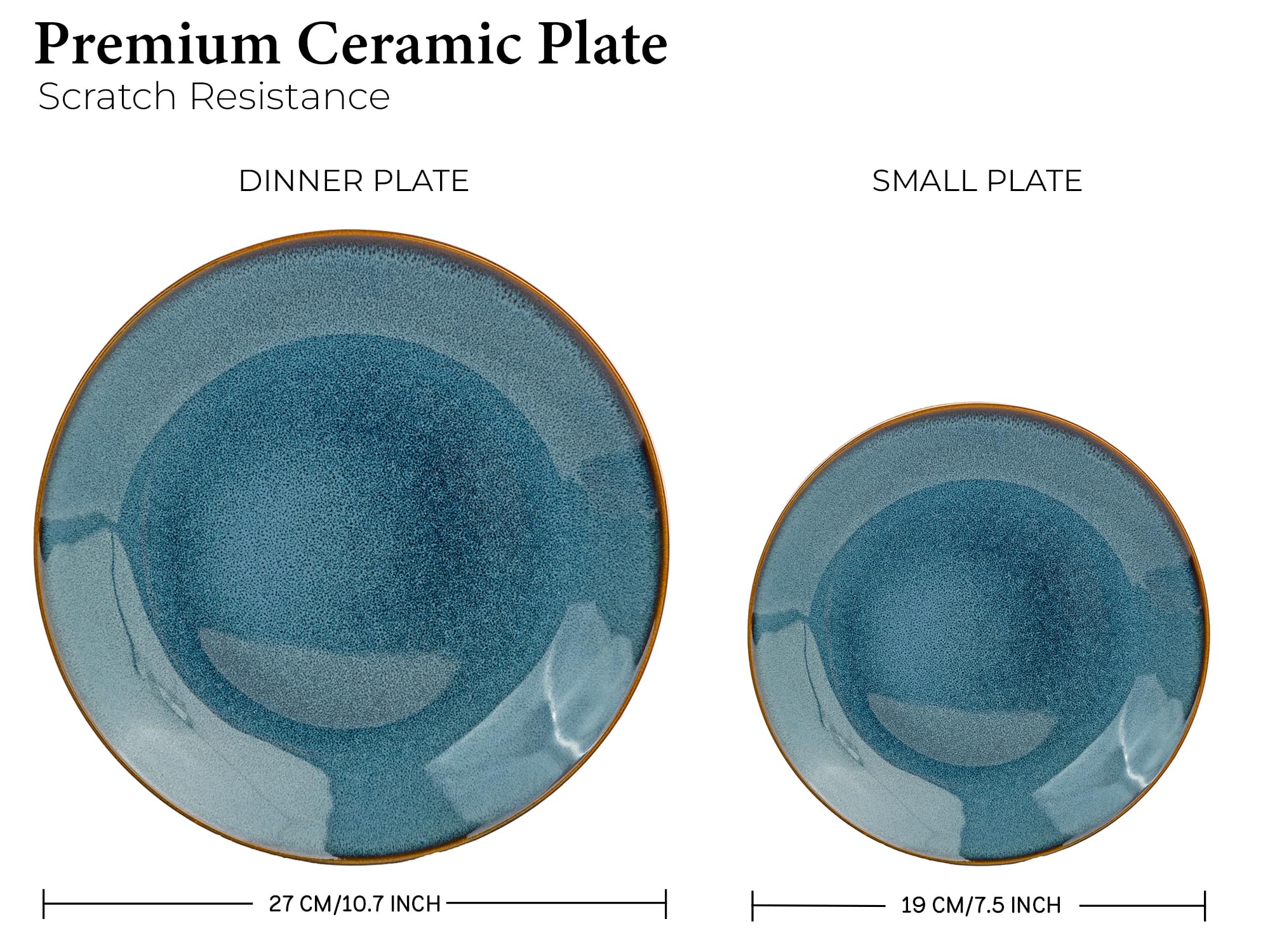 Bodhi House Handcrafted Stoneware Reactive Glaze Ceramic Dinner Set, 20 Pieces Serving For 6, Microwave And Dishwasher Safe, Bon
