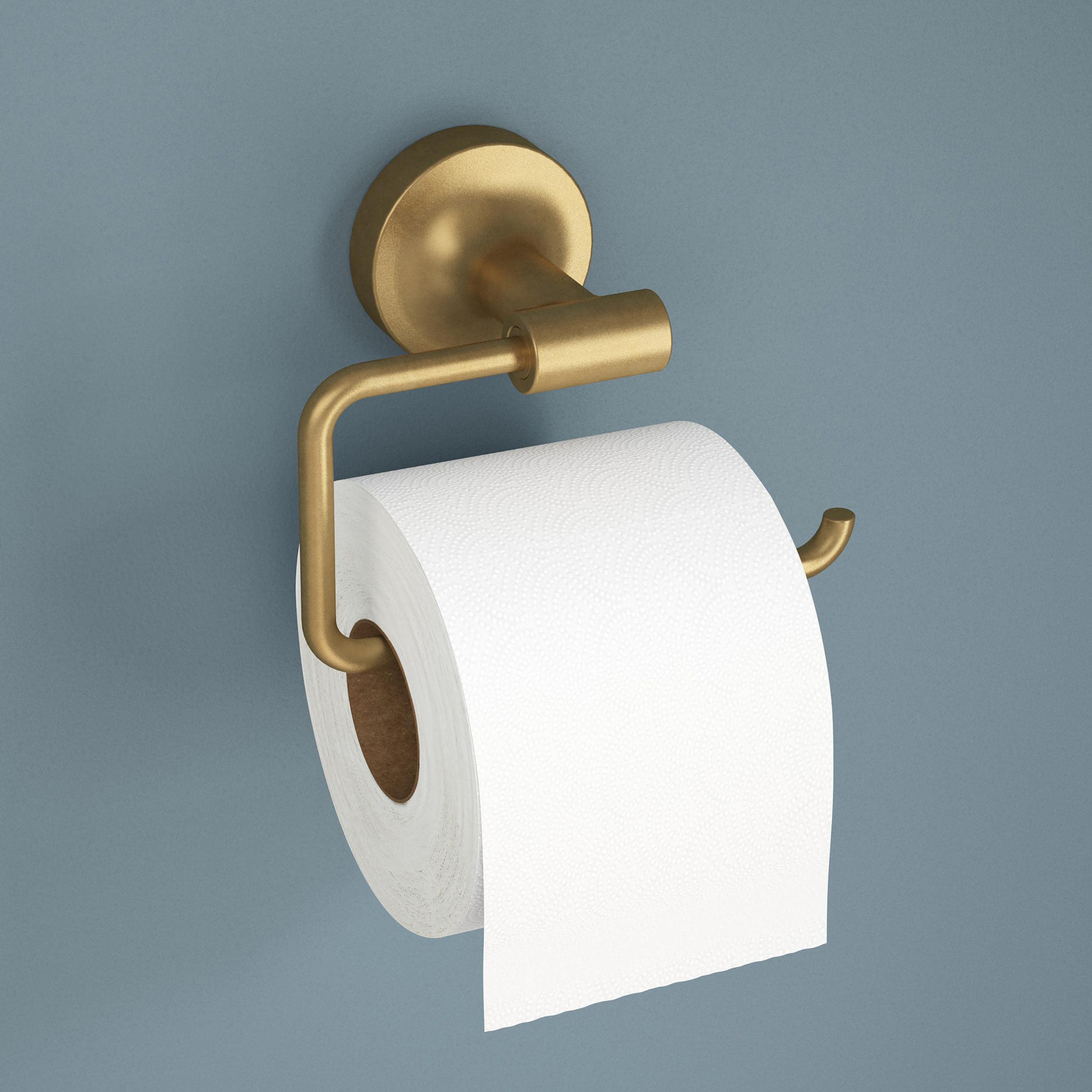 Franklin Brass Voisin (1-Pack) Toilet Paper Holder Satin Gold Tissue Roll Holder For Bathroom Organization And Storage Euro/Sing