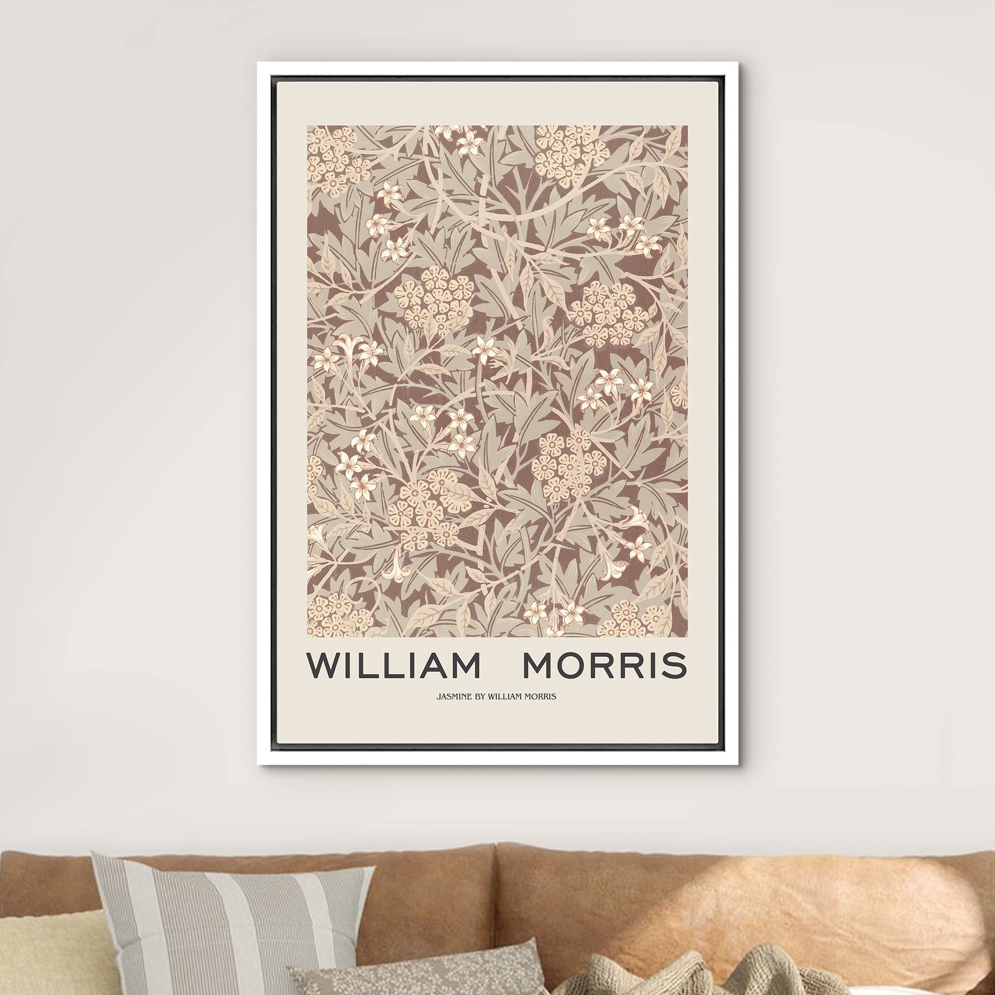 Idea4Wall Framed Canvas Print Wall Art Jasmine Floral Pattern By William Morris Historic Cultural Illustrations Fine Art Traditi