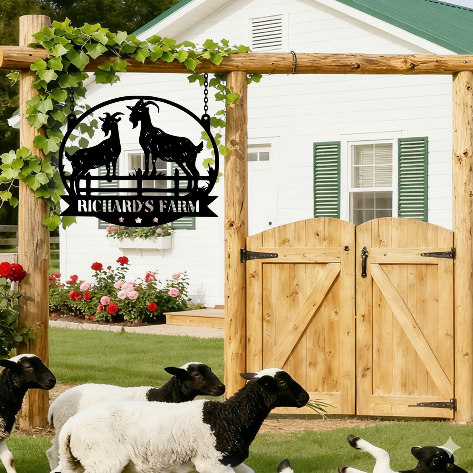 Personalized Goat Metal Sign, Custom Farm Animals Wall Art, Personalized Farm Goat Name Sign, Metal Goats Wall Decor for Ranch B